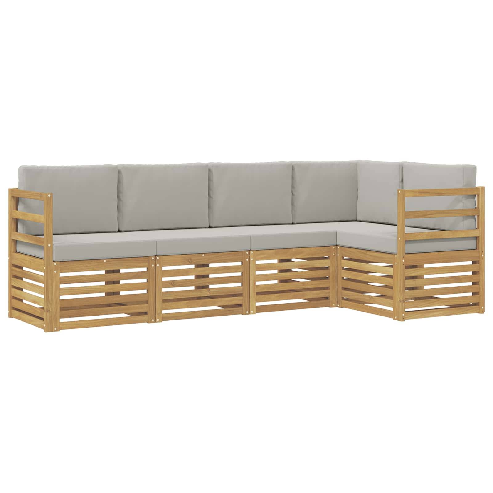 vidaXL Outdoor-Sofagarnitur 5 pcs Weiß und Hellgrau