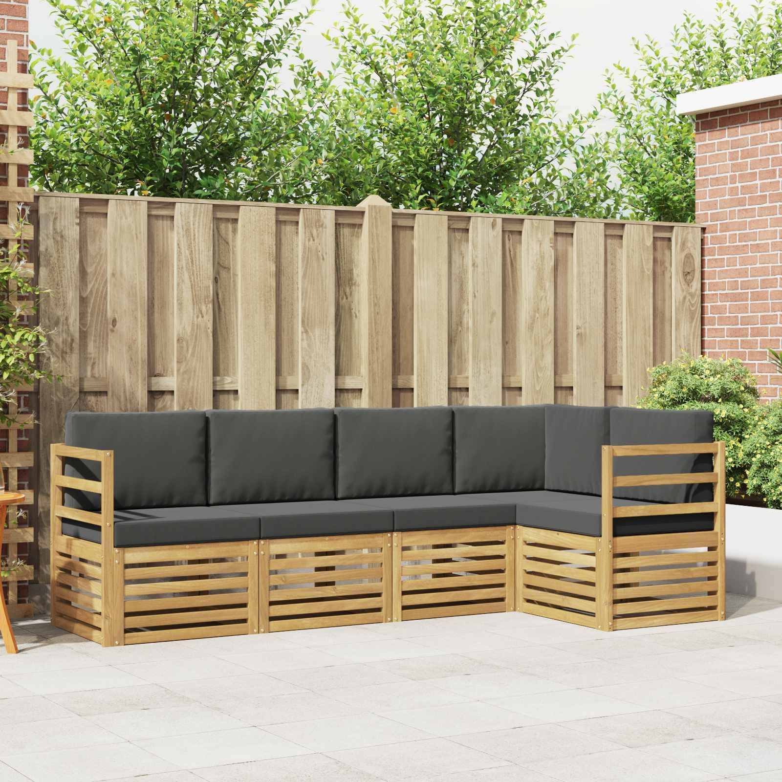vidaXL Outdoor-Sofagarnitur 5 pcs Weiß und Anthrazit