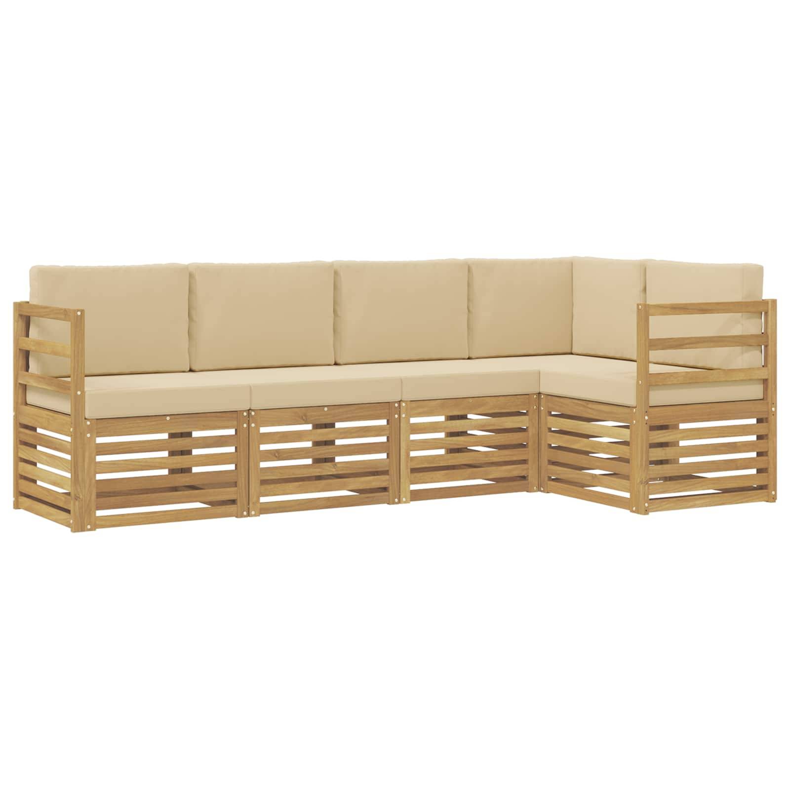 vidaXL Outdoor-Sofagarnitur 5 pcs Weiß und Beige 245 x 126,5 x 73 cm