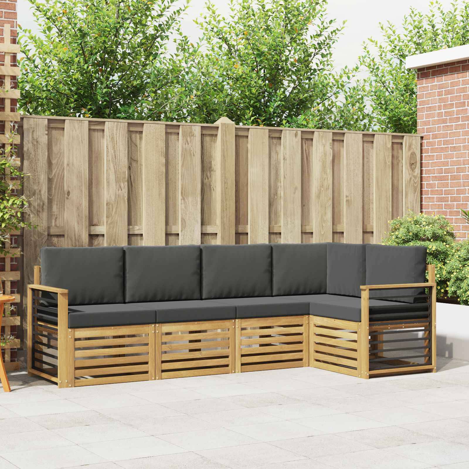 vidaXL Outdoor-Sofagarnitur 5 pcs Weiß und Anthrazit