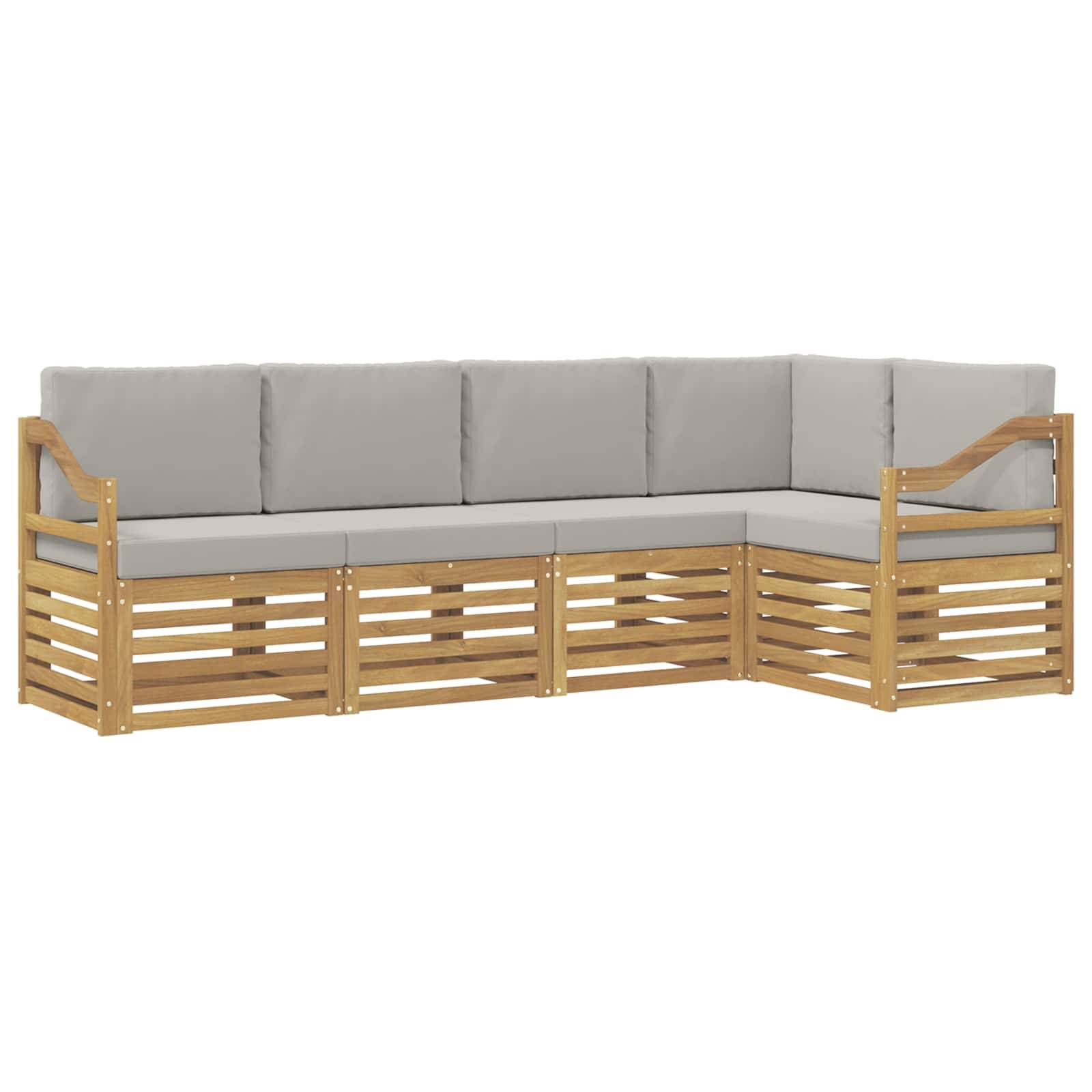 vidaXL Outdoor-Sofagarnitur 5 pcs Weiß und Hellgrau