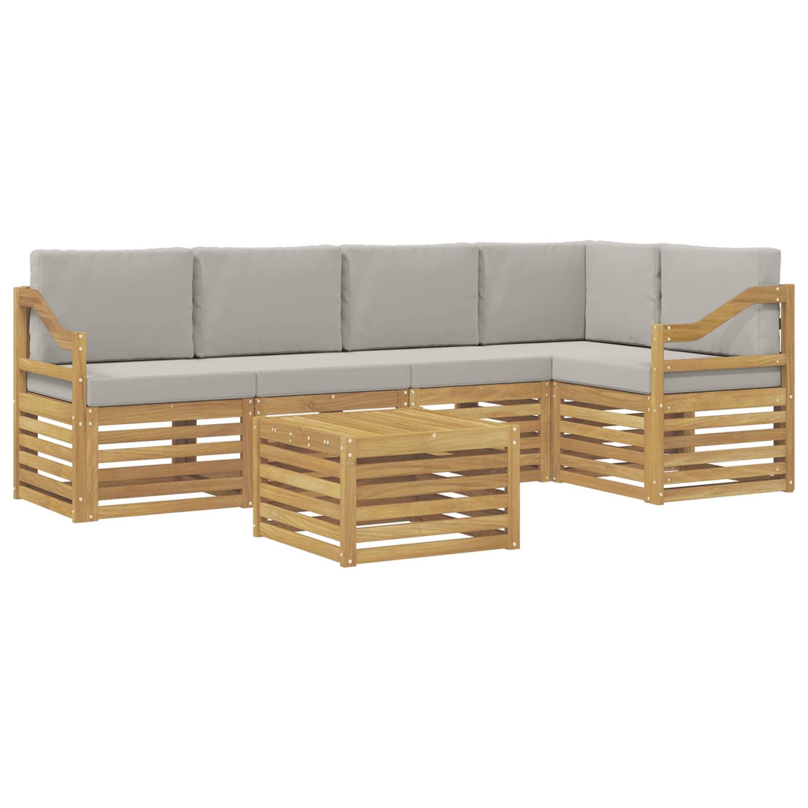 vidaXL Outdoor-Sofagarnitur 6 pcs Weiß und Hellgrau 59 x 59 x 37 cm