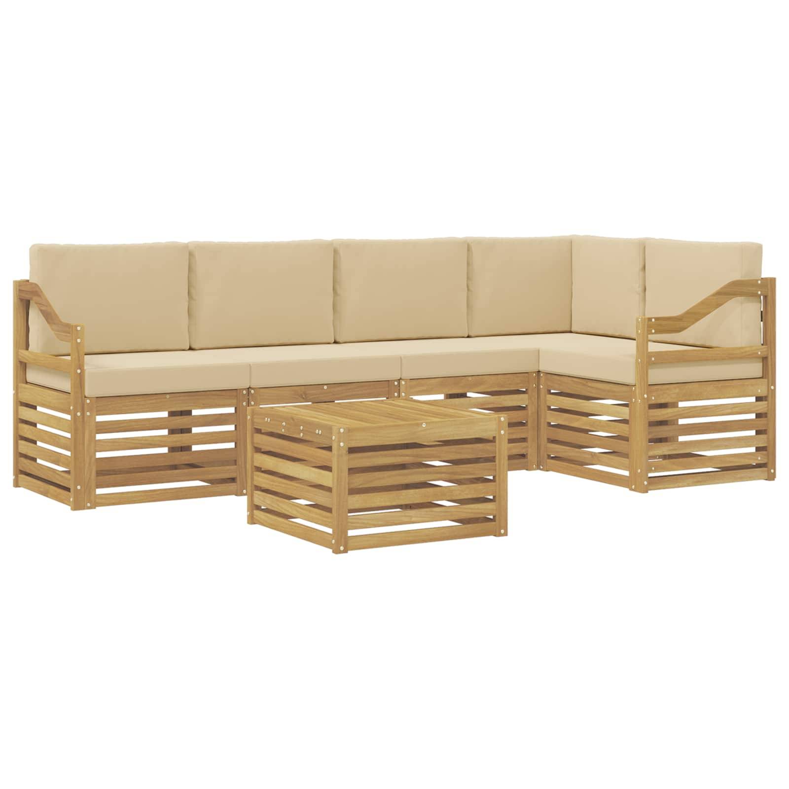 vidaXL Outdoor-Sofagarnitur 6 pcs Weiß und Beige 59 x 59 x 37 cm