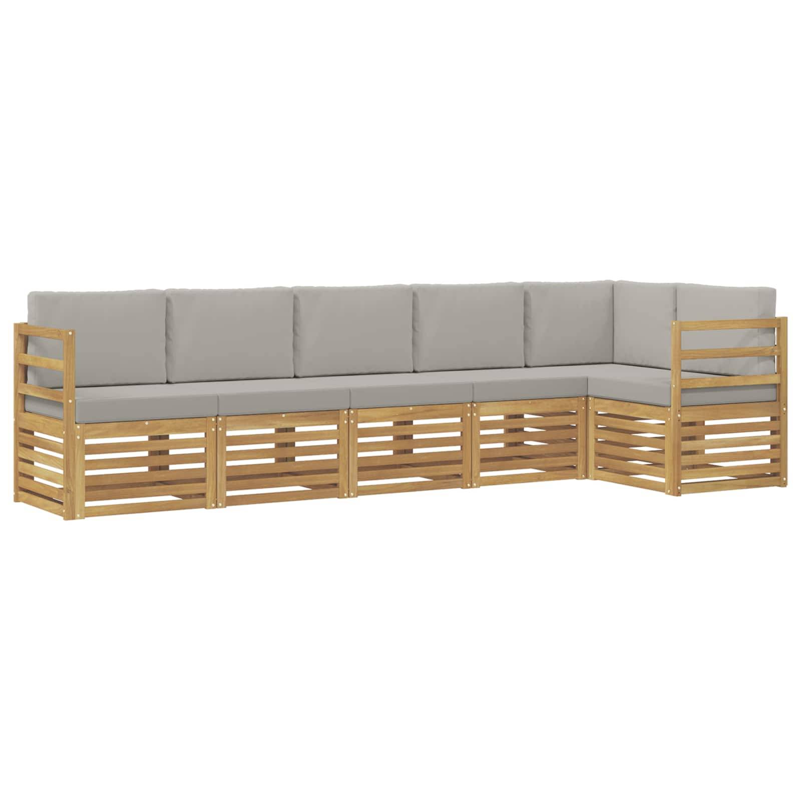 vidaXL Outdoor-Sofagarnitur 6 pcs Weiß und Hellgrau