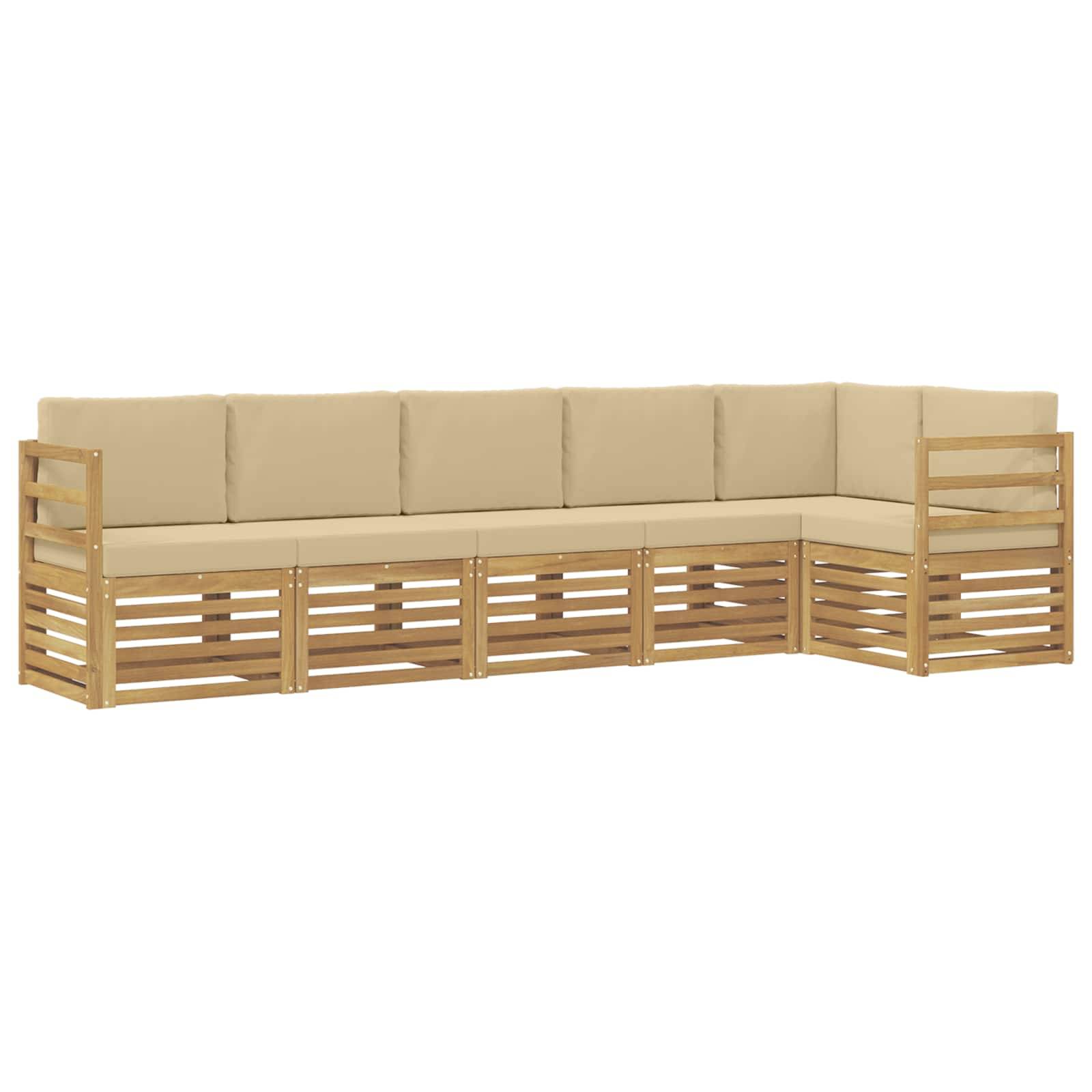 vidaXL Outdoor-Sofagarnitur 6 pcs Weiß und Beige 306 x 128,5 x 73 cm