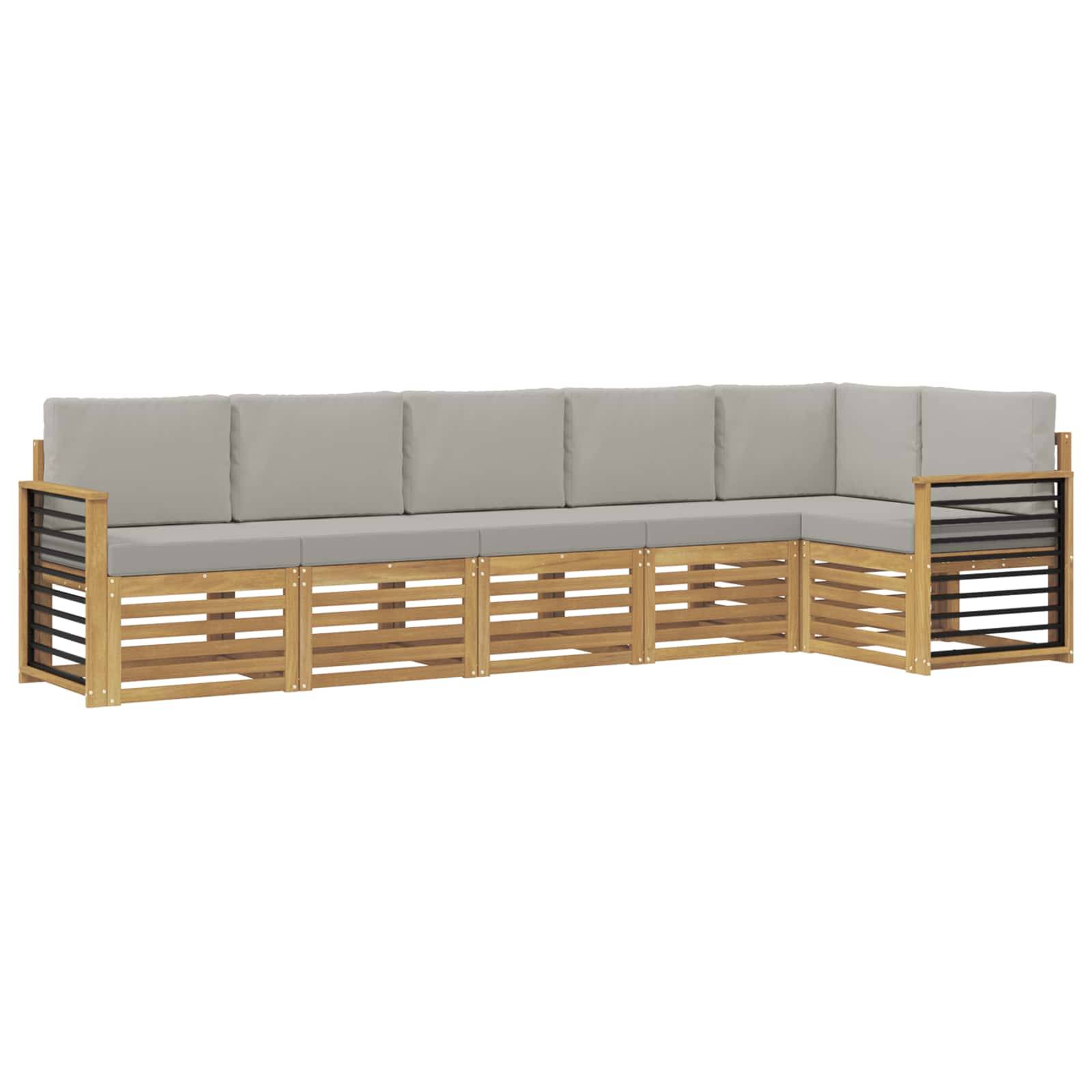 vidaXL Outdoor-Sofagarnitur 6 pcs Weiß und Hellgrau
