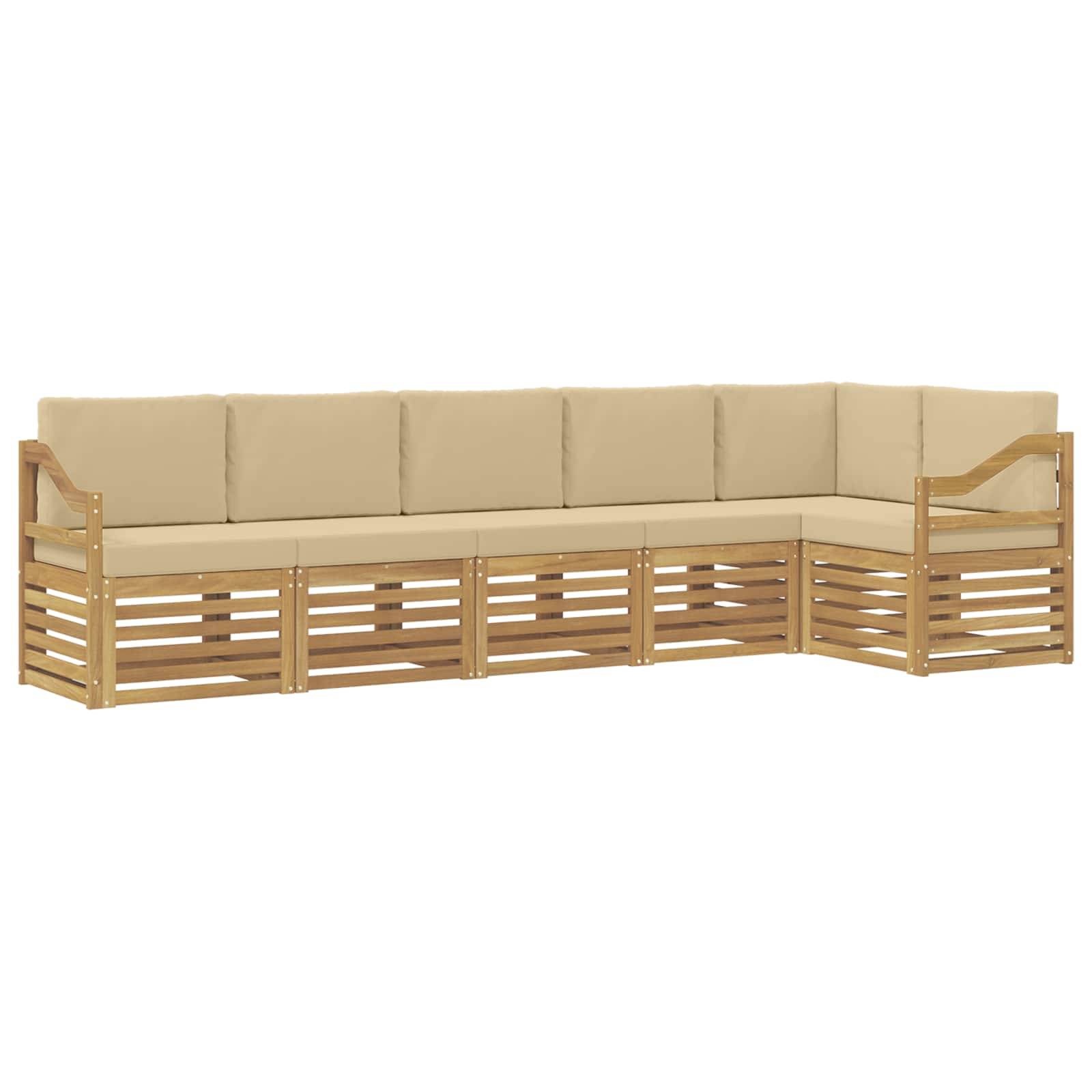 vidaXL Outdoor-Sofagarnitur 6 pcs Weiß und Beige 304 x 126,5 x 73 cm