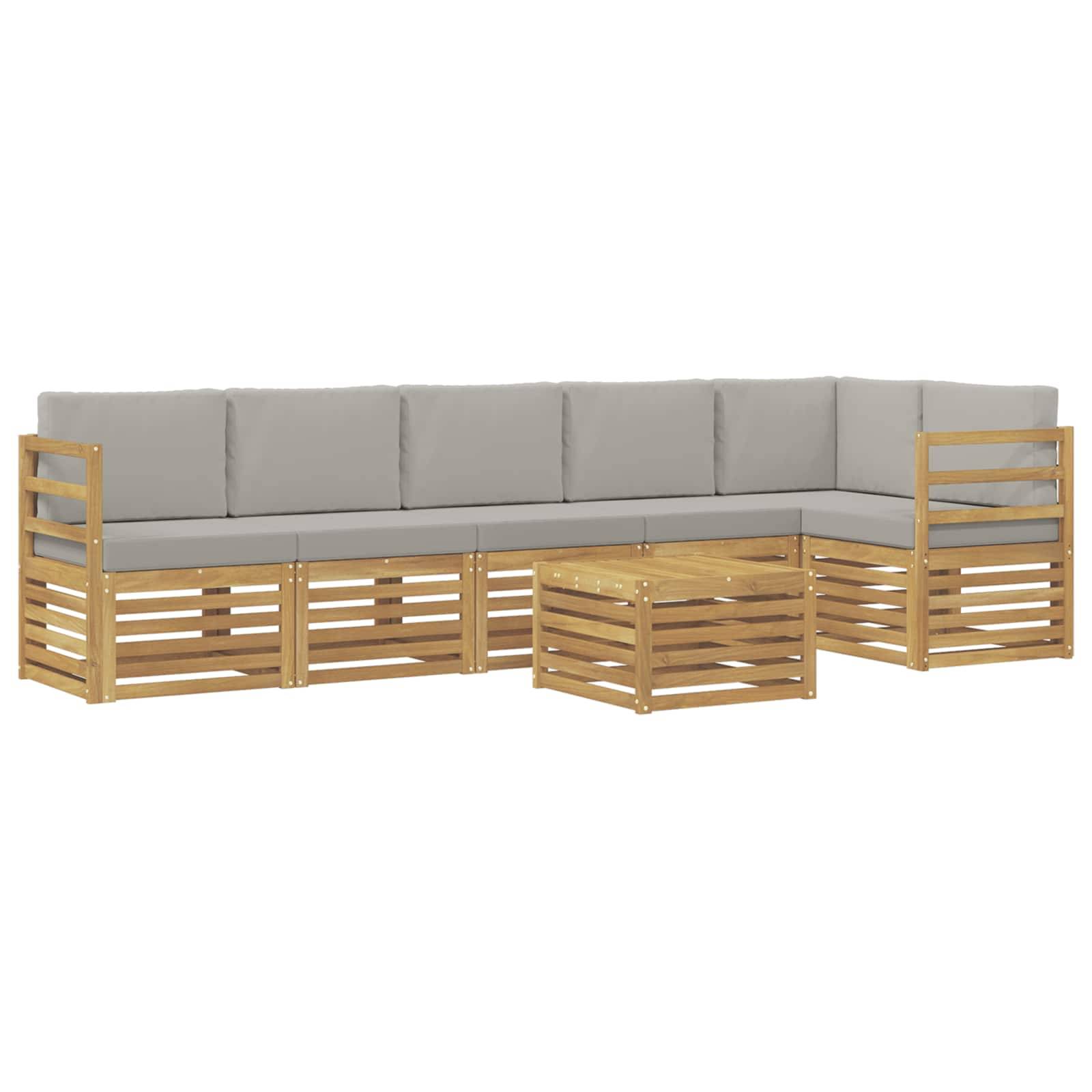 vidaXL Outdoor-Sofagarnitur 7 pcs Weiß und Hellgrau 59 x 59 x 37 cm