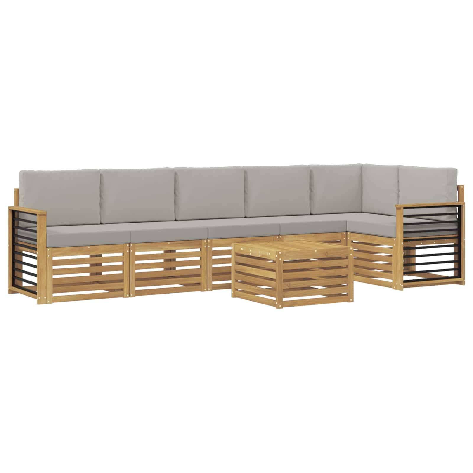 vidaXL Outdoor-Sofagarnitur 7 pcs Weiß und Hellgrau 59 x 59 x 37 cm