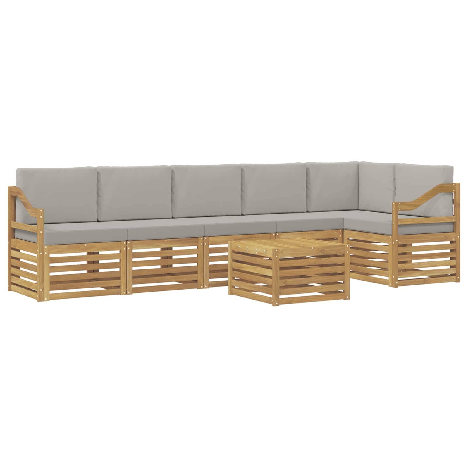 vidaXL Outdoor-Sofagarnitur 7 pcs Weiß und Hellgrau 59 x 59 x 37 cm
