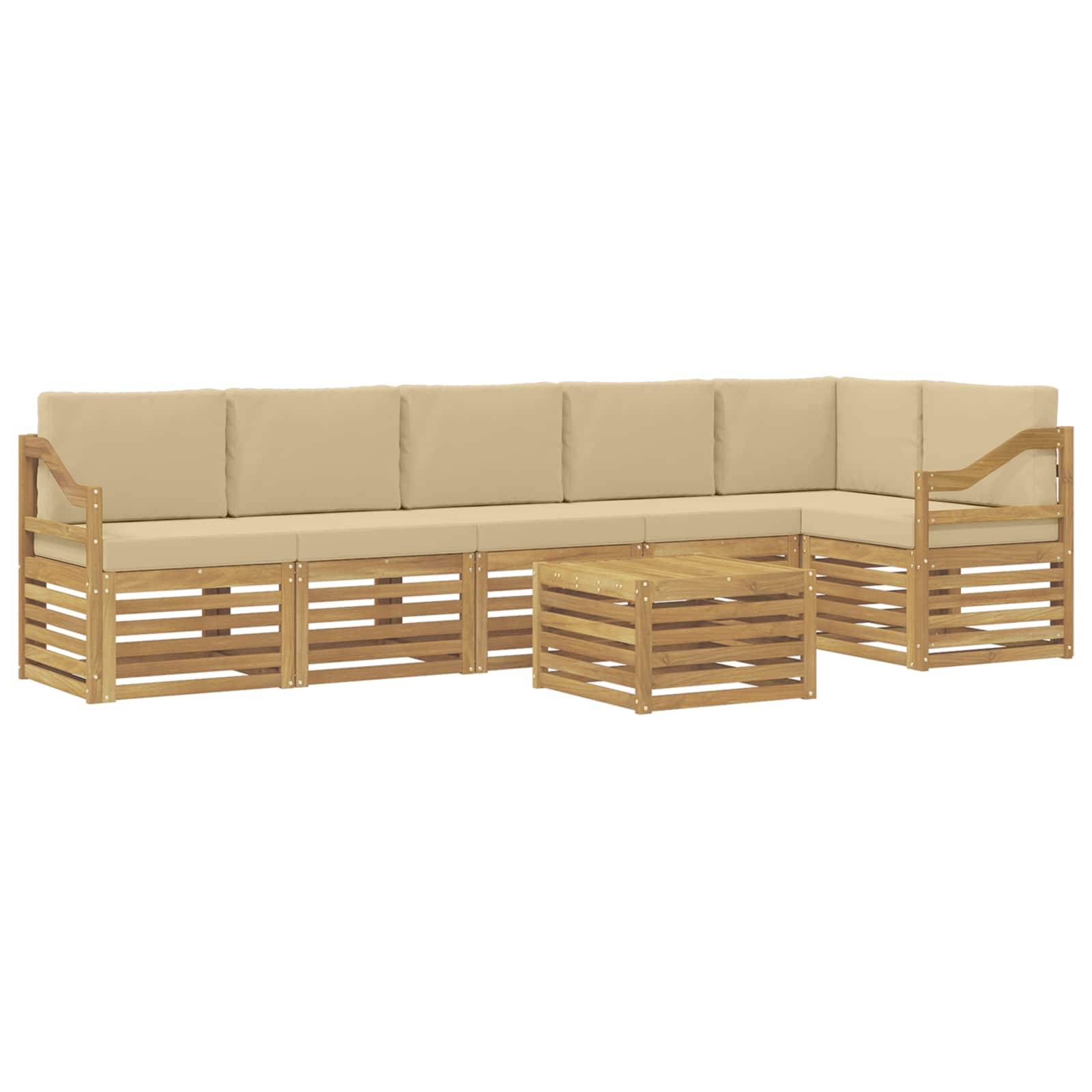 vidaXL Outdoor-Sofagarnitur 7 pcs Weiß und Beige 59 x 59 x 37 cm