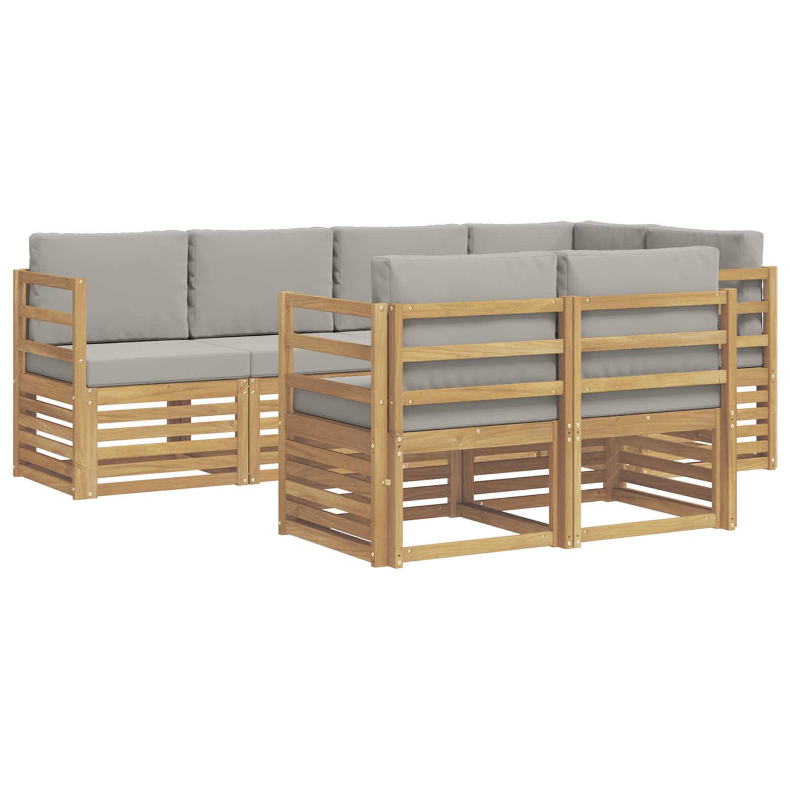 vidaXL Outdoor-Sofagarnitur 7 pcs Weiß und Hellgrau