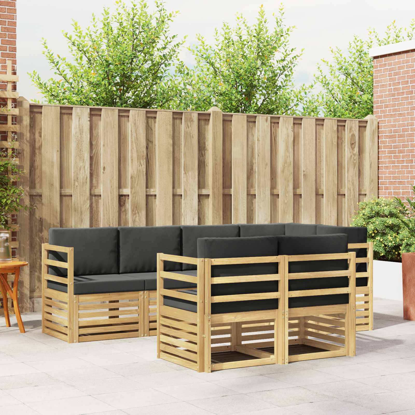 vidaXL Outdoor-Sofagarnitur 7 pcs Weiß und Anthrazit