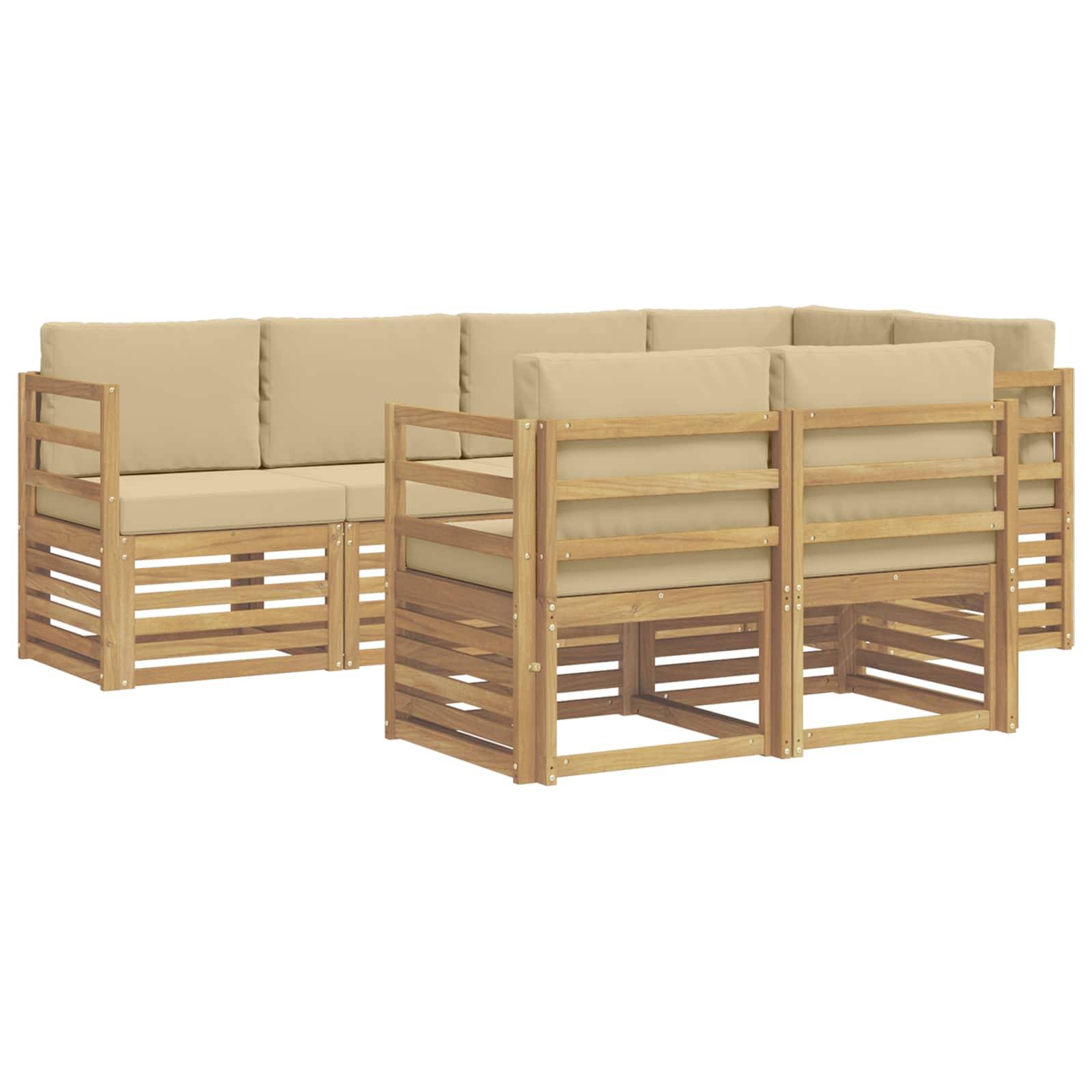 vidaXL Outdoor-Sofagarnitur 7 pcs Weiß und Beige 245 x 126,5 x 73 cm