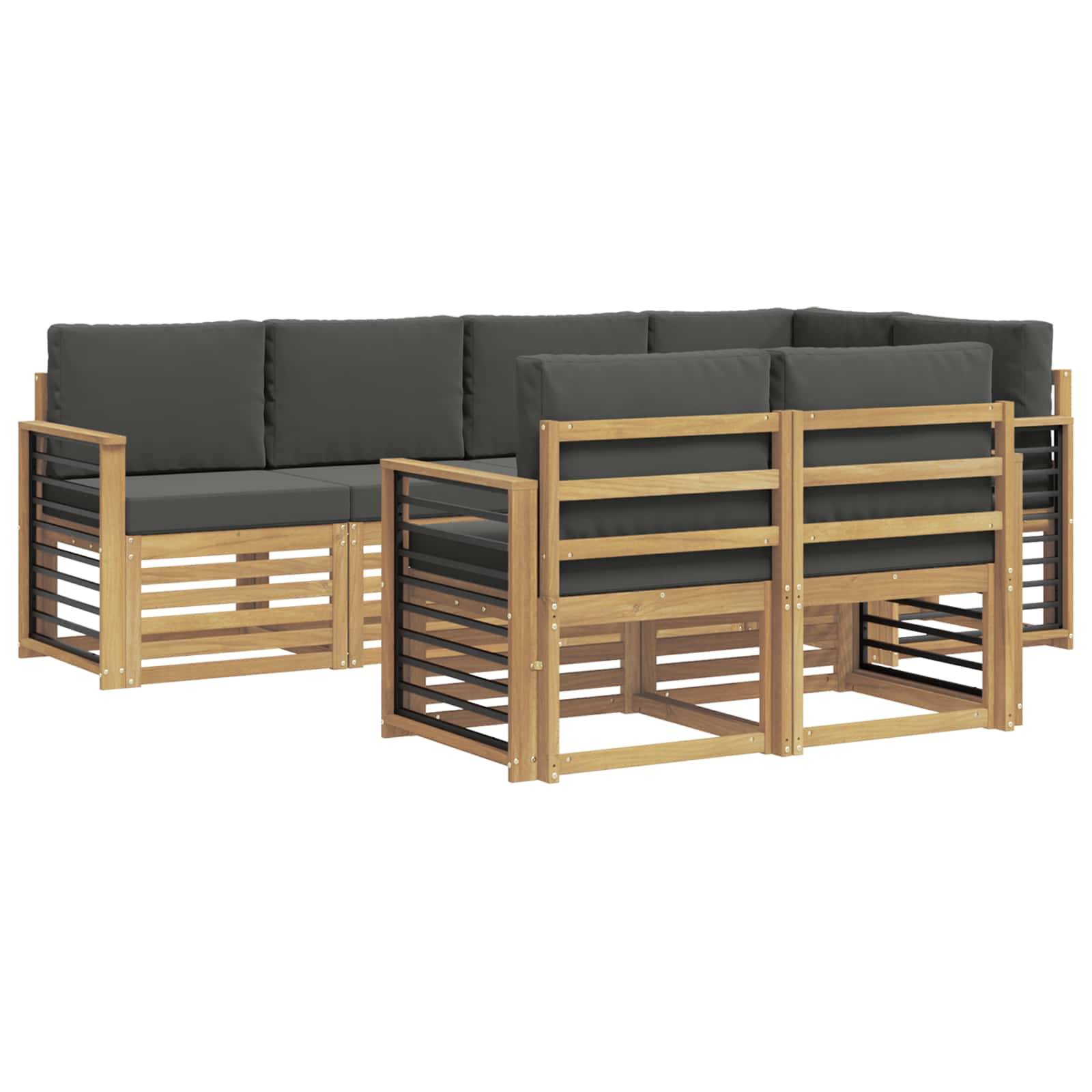vidaXL Outdoor-Sofagarnitur 7 pcs Weiß und Anthrazit
