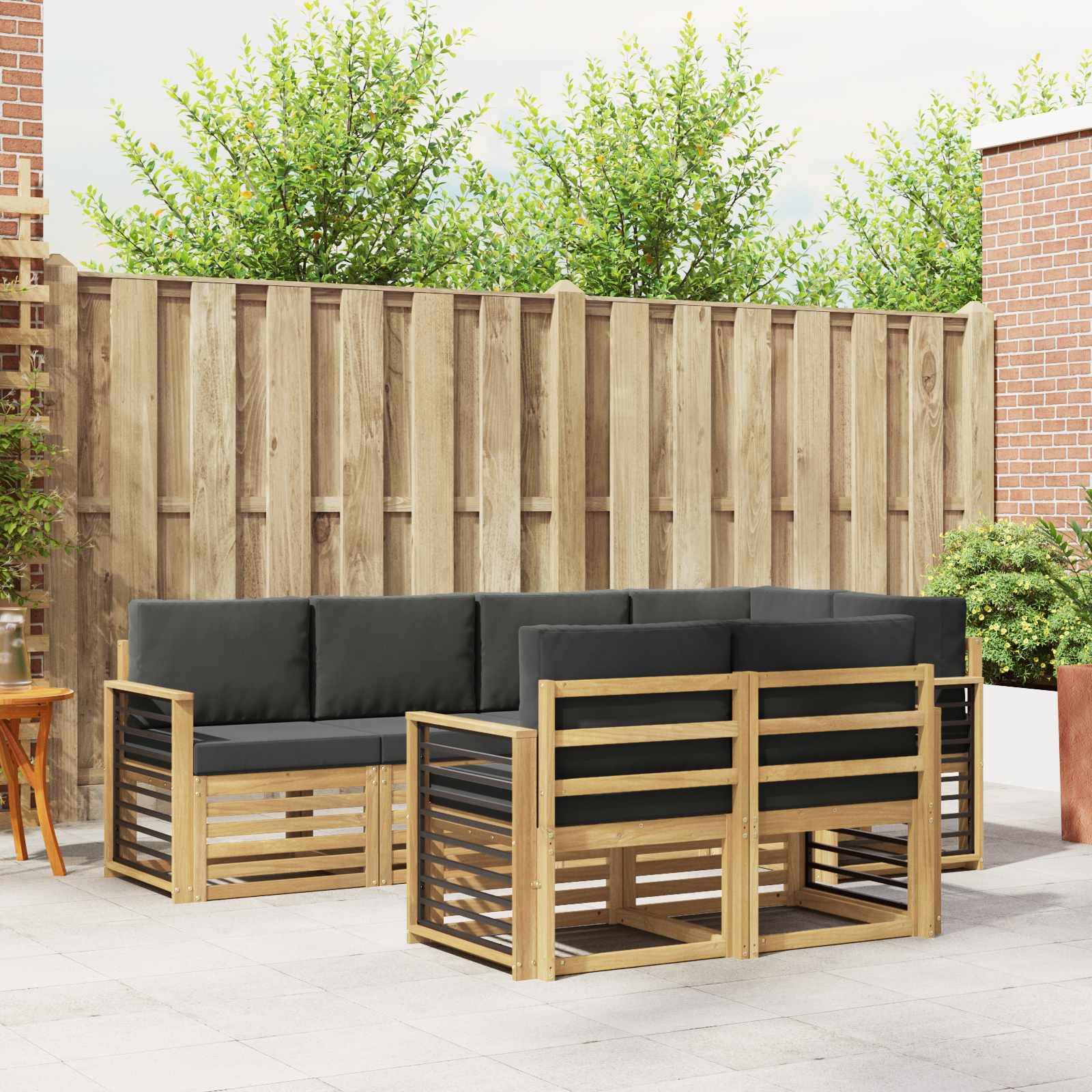 vidaXL Outdoor-Sofagarnitur 7 pcs Weiß und Anthrazit