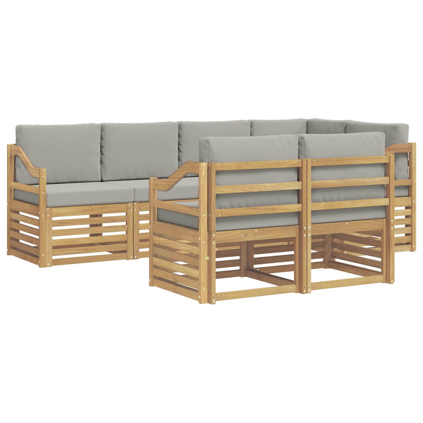 vidaXL Outdoor-Sofagarnitur 7 pcs Weiß und Hellgrau