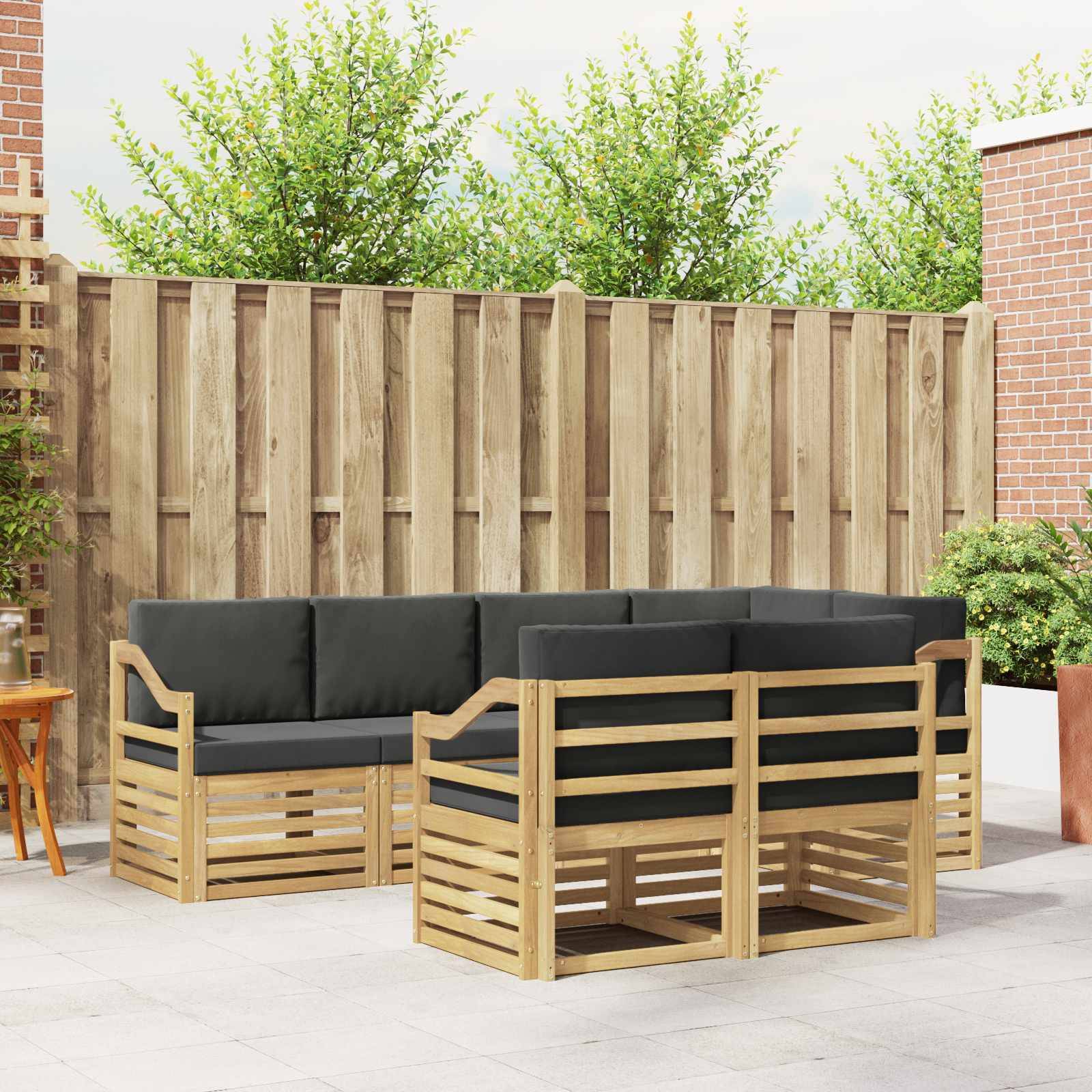vidaXL Outdoor-Sofagarnitur 7 pcs Weiß und Anthrazit
