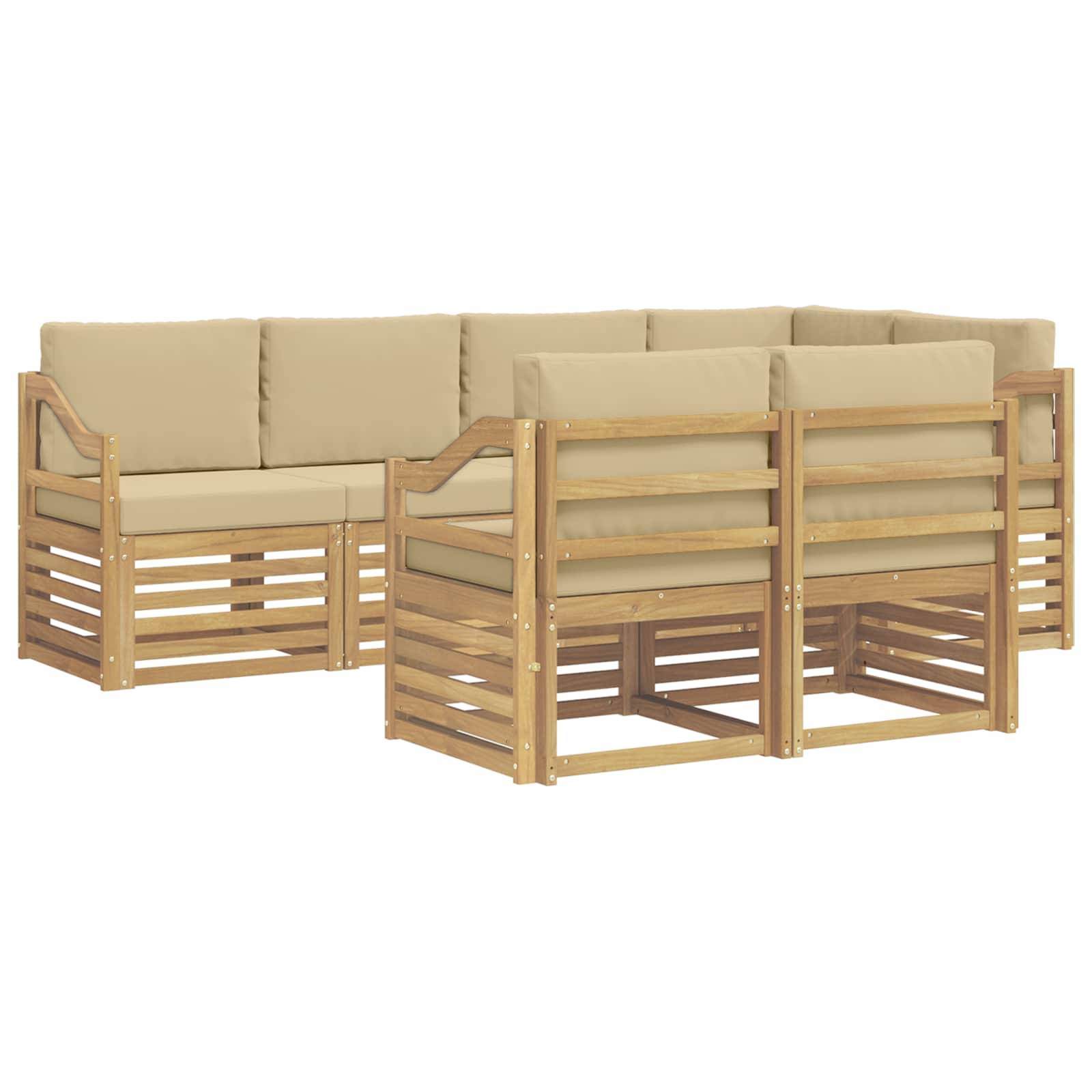 vidaXL Outdoor-Sofagarnitur 7 pcs Weiß und Beige 245 x 126,5 x 73 cm