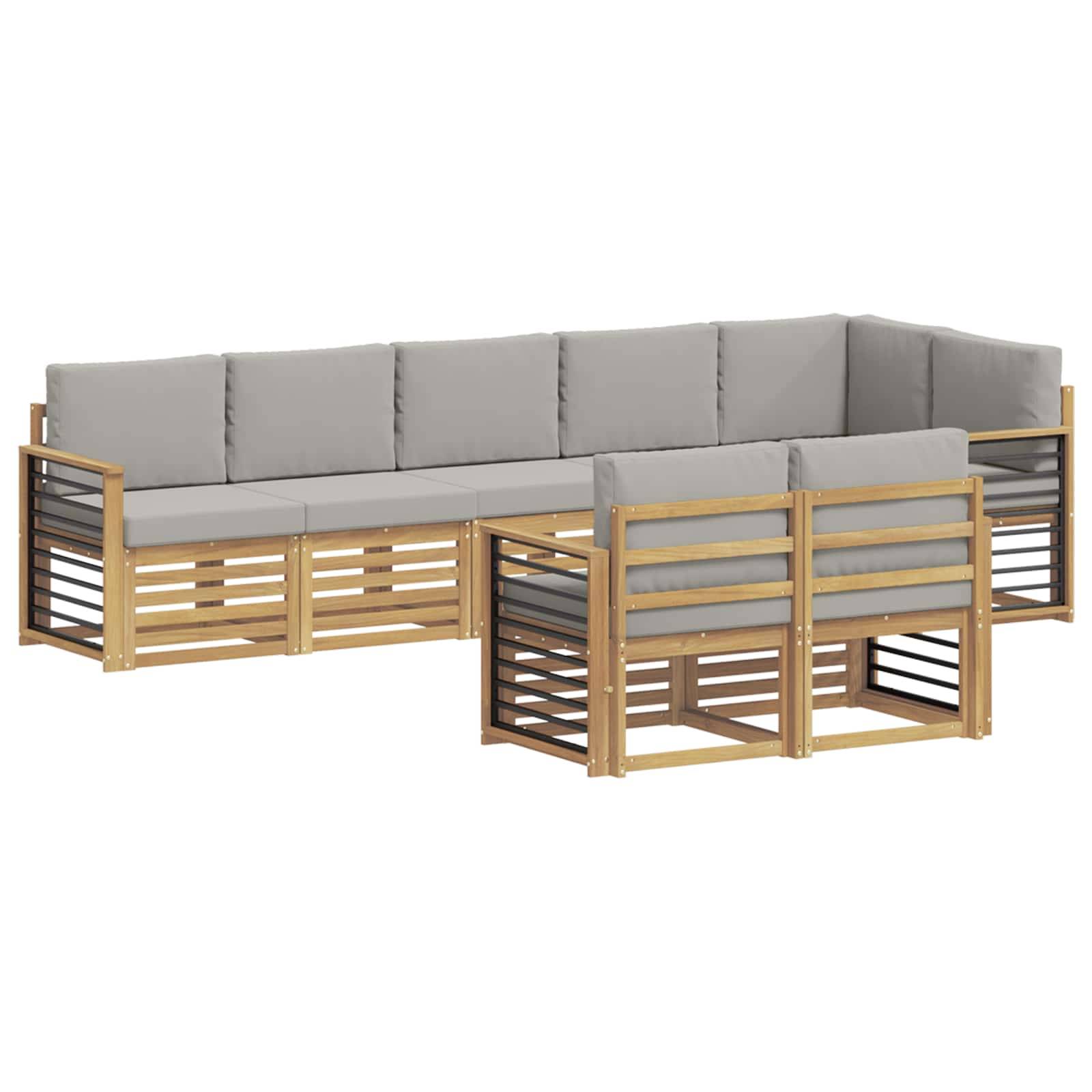 vidaXL Outdoor-Sofagarnitur 8 pcs Weiß und Hellgrau