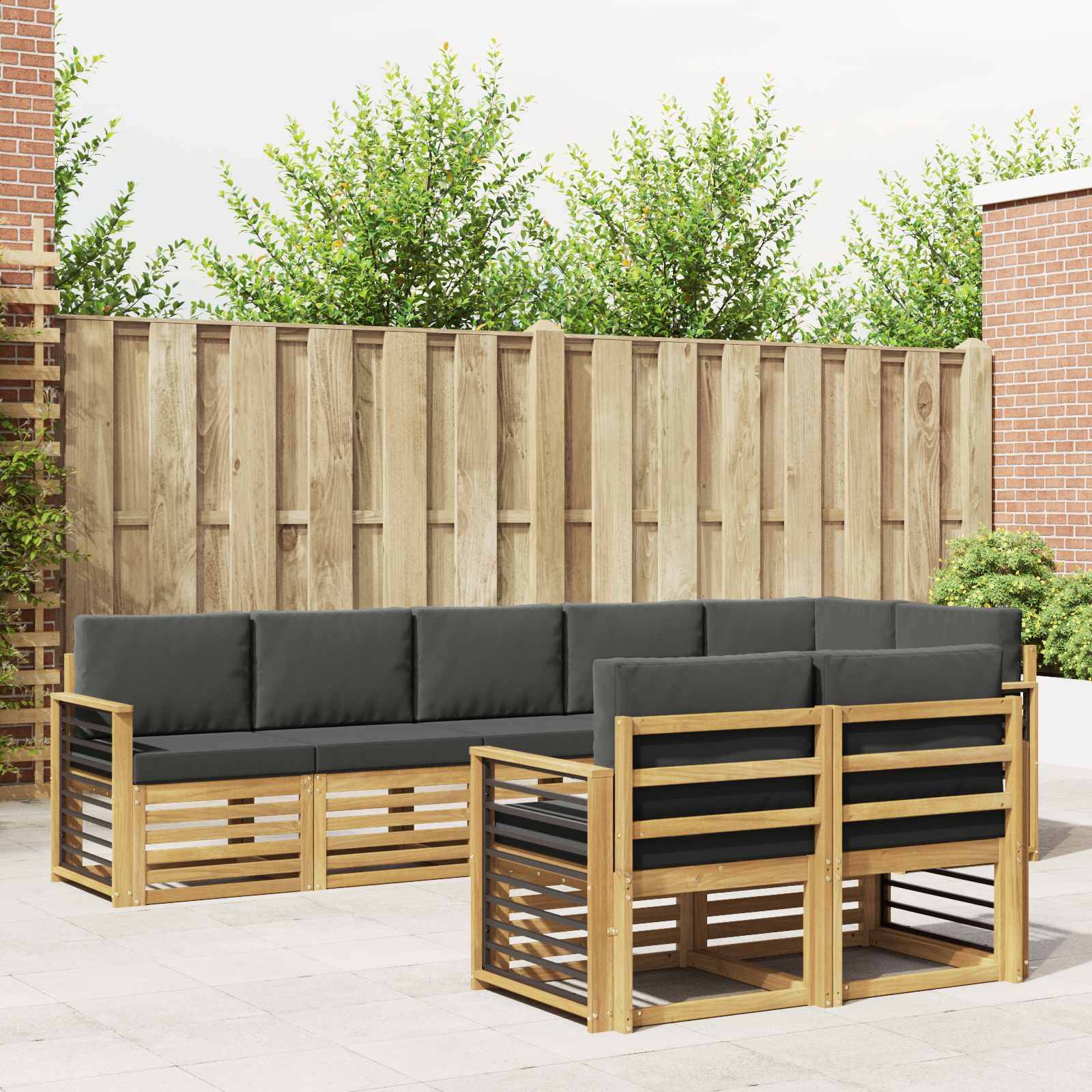 vidaXL Outdoor-Sofagarnitur 8 pcs Weiß und Anthrazit