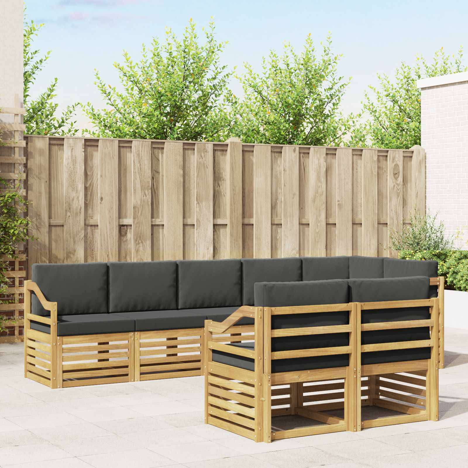 vidaXL Outdoor-Sofagarnitur 8 pcs Weiß und Anthrazit