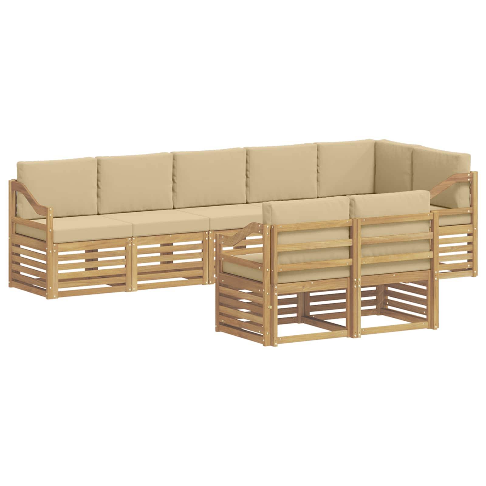 vidaXL Outdoor-Sofagarnitur 8 pcs Weiß und Beige 304 x 126,5 x 73 cm