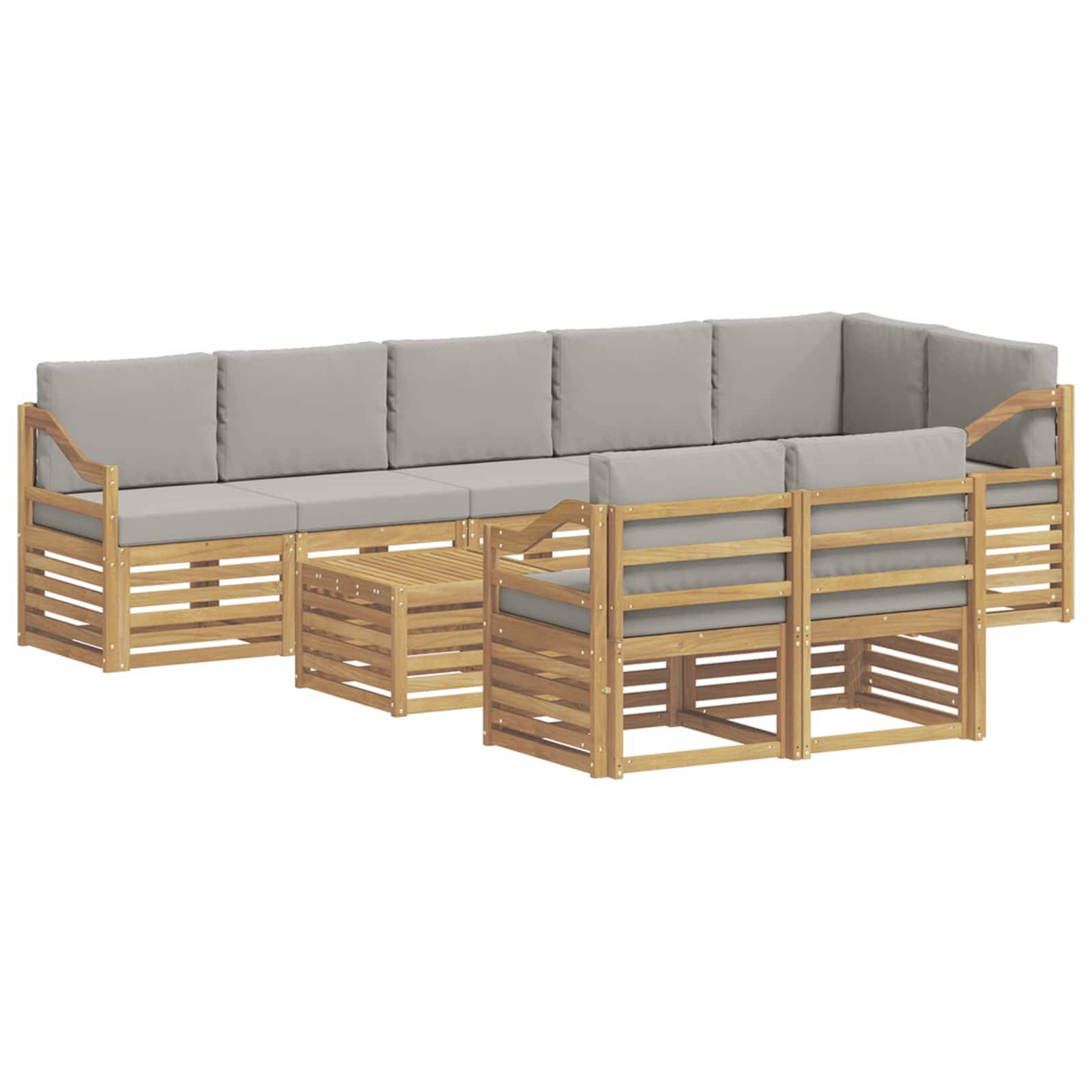 vidaXL Outdoor-Sofagarnitur 9 pcs Weiß und Hellgrau 59 x 59 x 37 cm