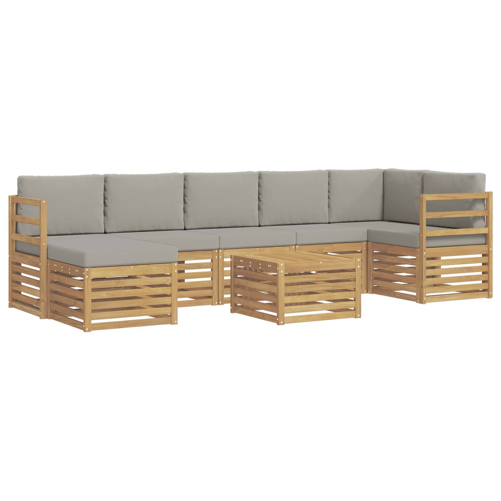 vidaXL Outdoor-Sofagarnitur 8 pcs Weiß und Hellgrau 59 x 59 x 37 cm