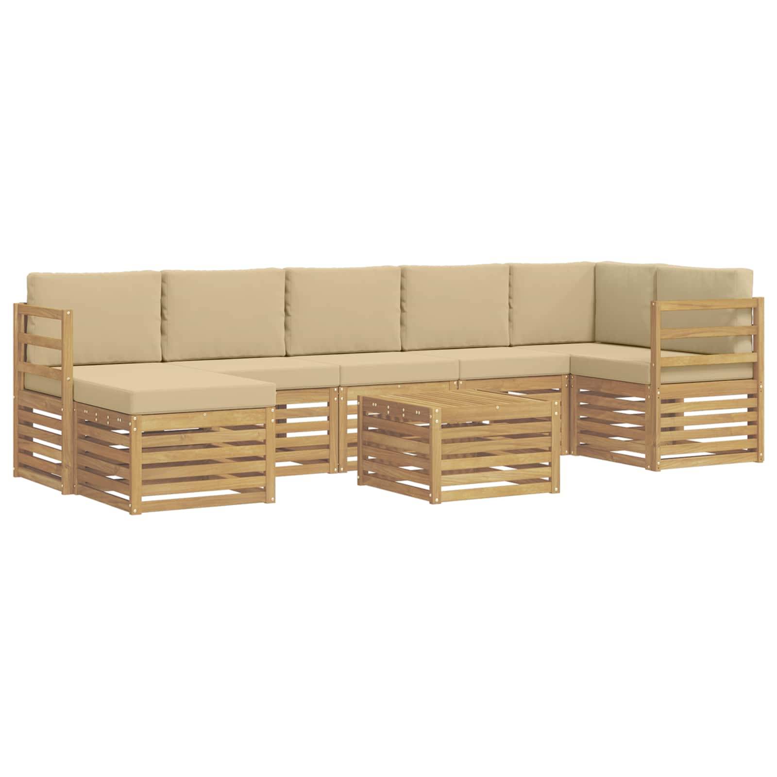 vidaXL Outdoor-Sofagarnitur 8 pcs Weiß und Beige 59 x 59 x 37 cm