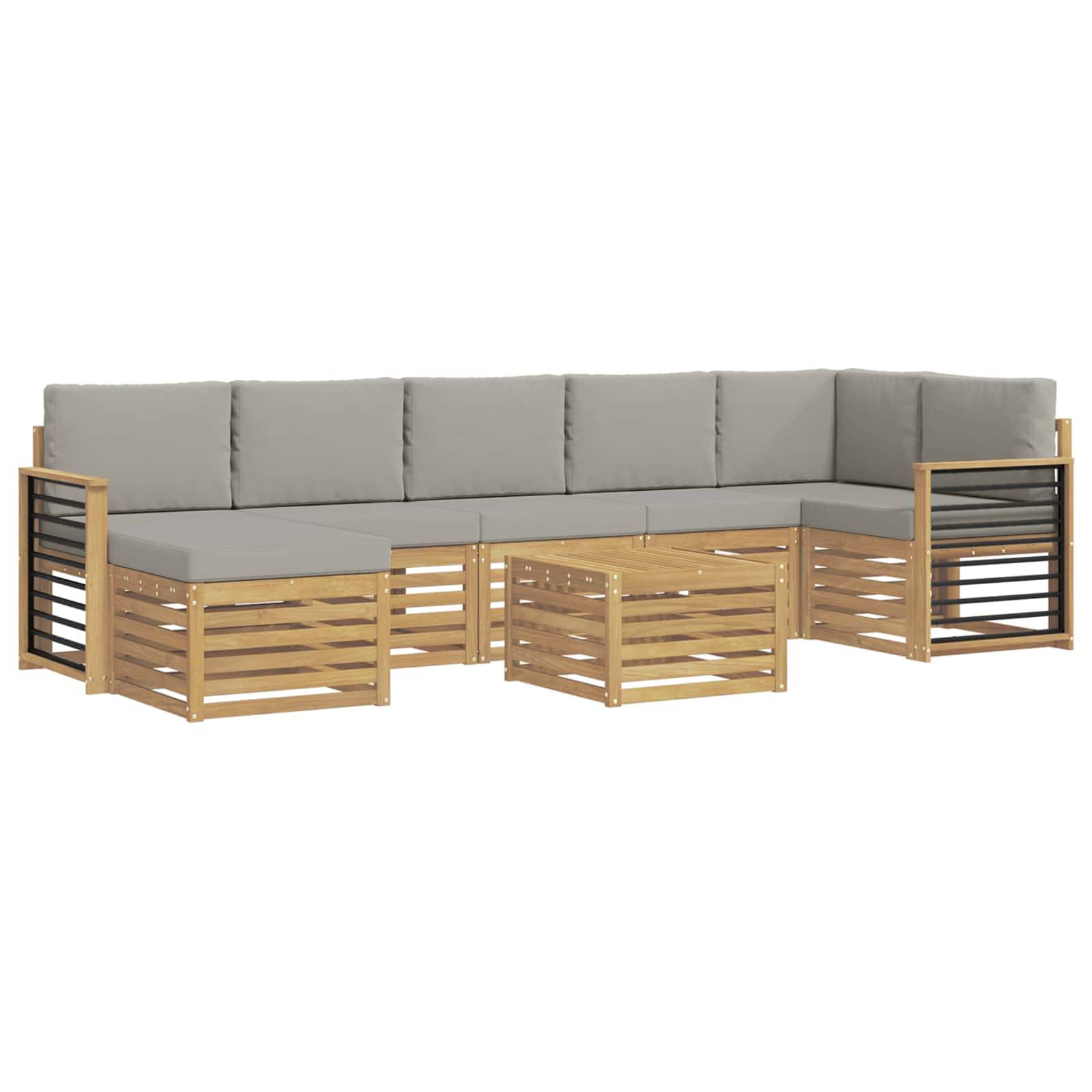 vidaXL Outdoor-Sofagarnitur 8 pcs Weiß und Hellgrau 59 x 59 x 37 cm