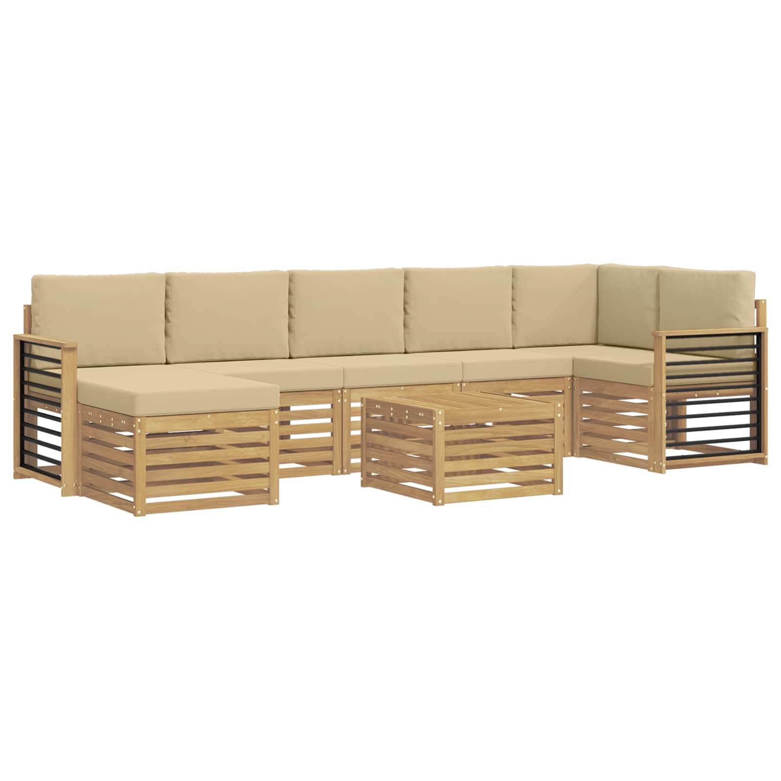 vidaXL Outdoor-Sofagarnitur 8 pcs Weiß und Beige 59 x 59 x 37 cm