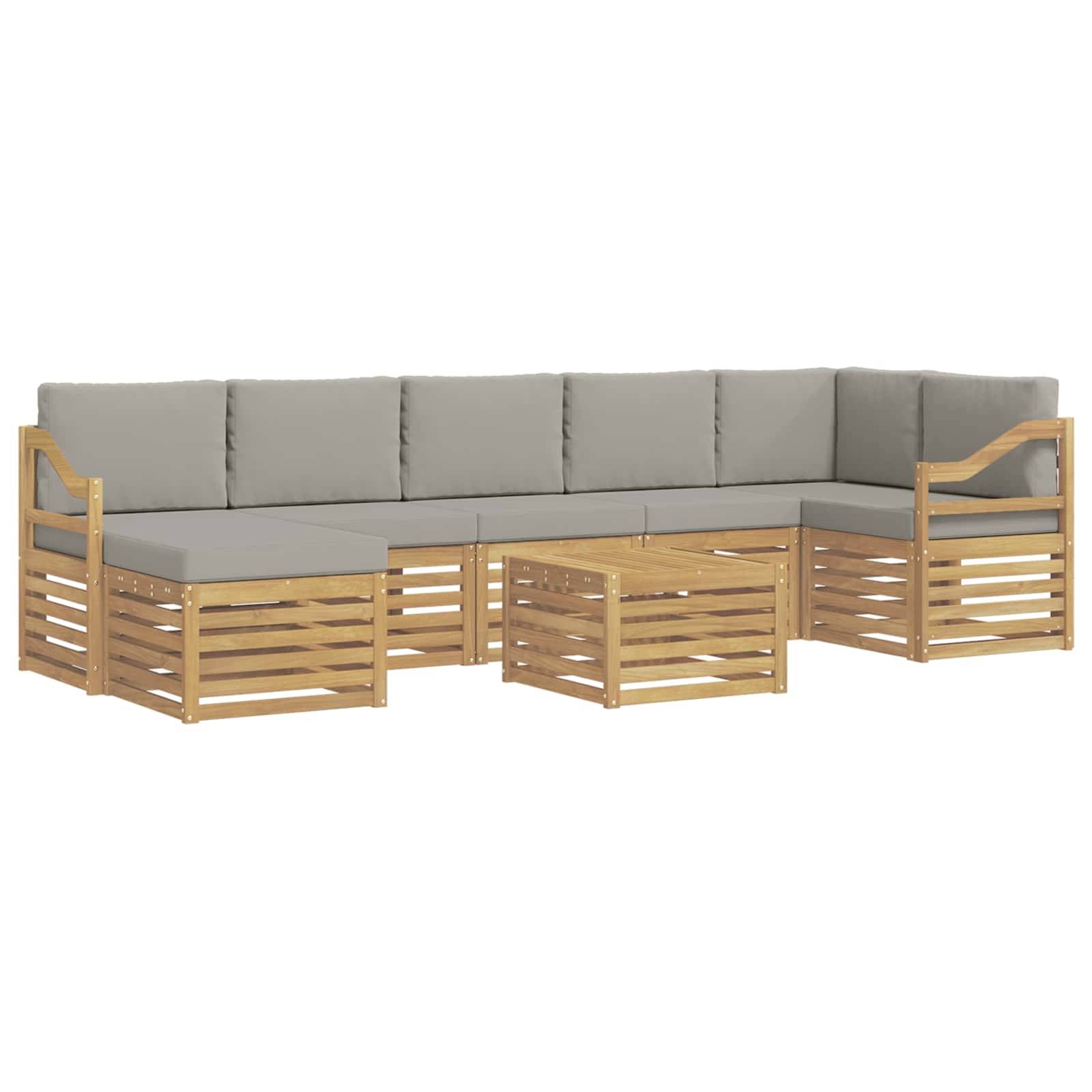 vidaXL Outdoor-Sofagarnitur 8 pcs Weiß und Hellgrau 59 x 59 x 37 cm