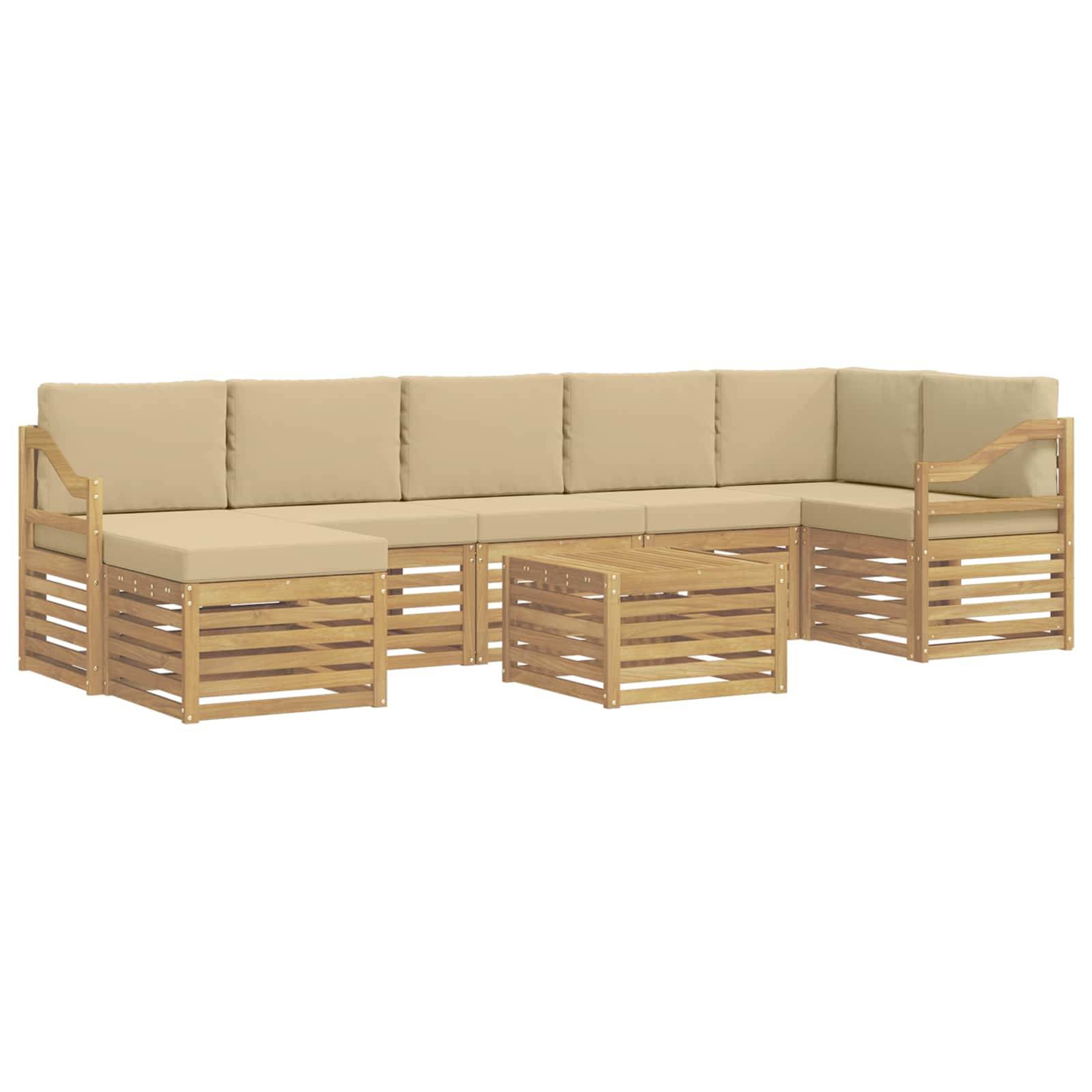 vidaXL Outdoor-Sofagarnitur 8 pcs Weiß und Beige 59 x 59 x 37 cm