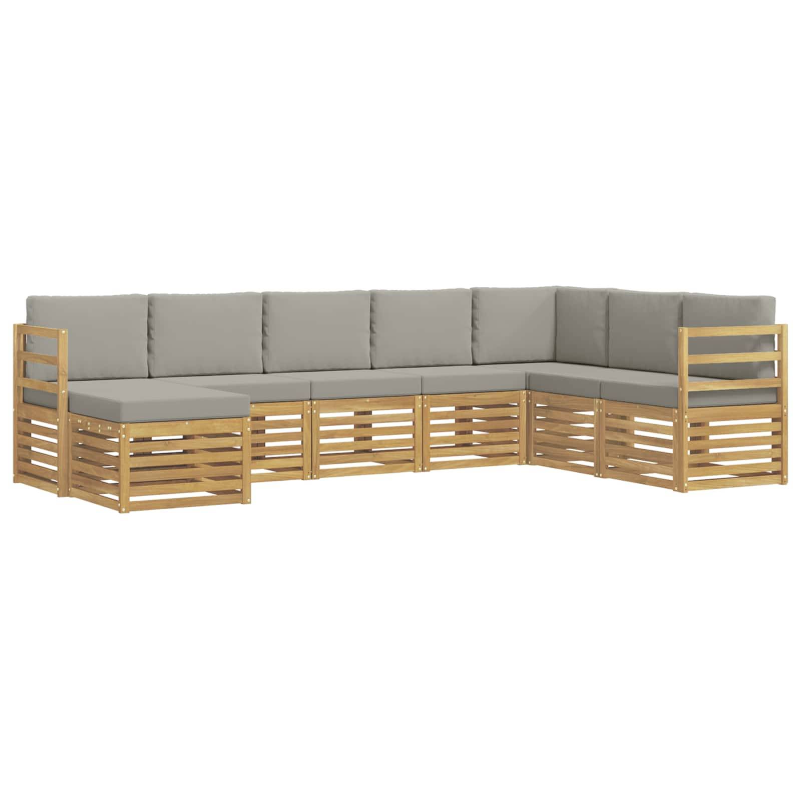 vidaXL Outdoor-Sofagarnitur 8 pcs Weiß und Hellgrau