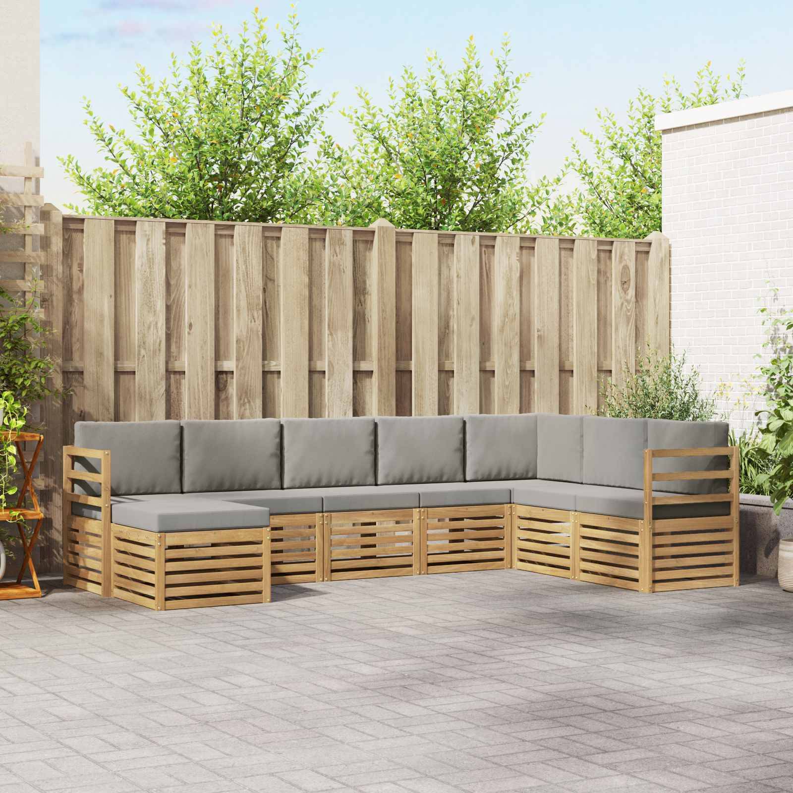 vidaXL Outdoor-Sofagarnitur 8 pcs Weiß und Hellgrau