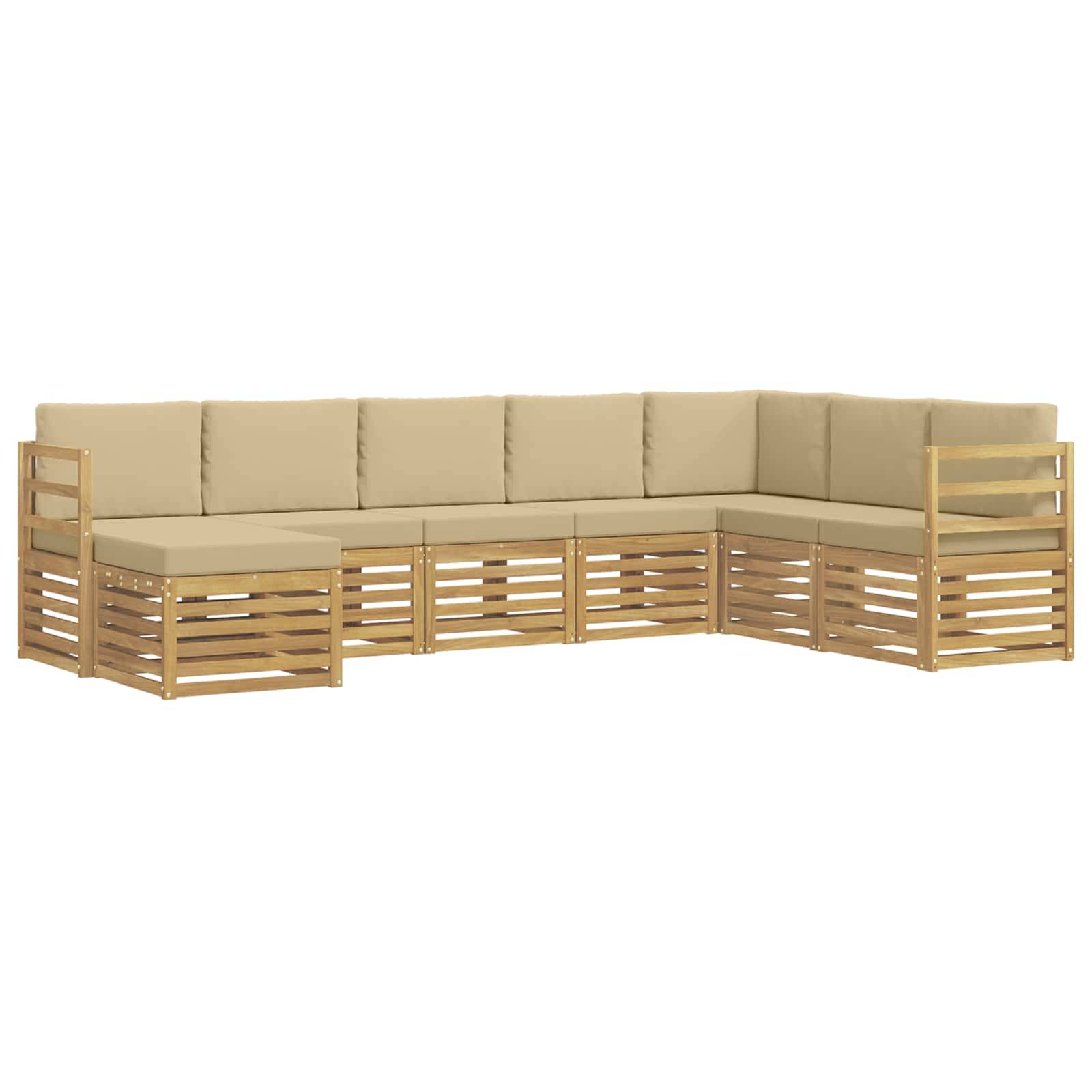 vidaXL Outdoor-Sofagarnitur 8 pcs Weiß und Beige 304 x 185,5 x 73 cm