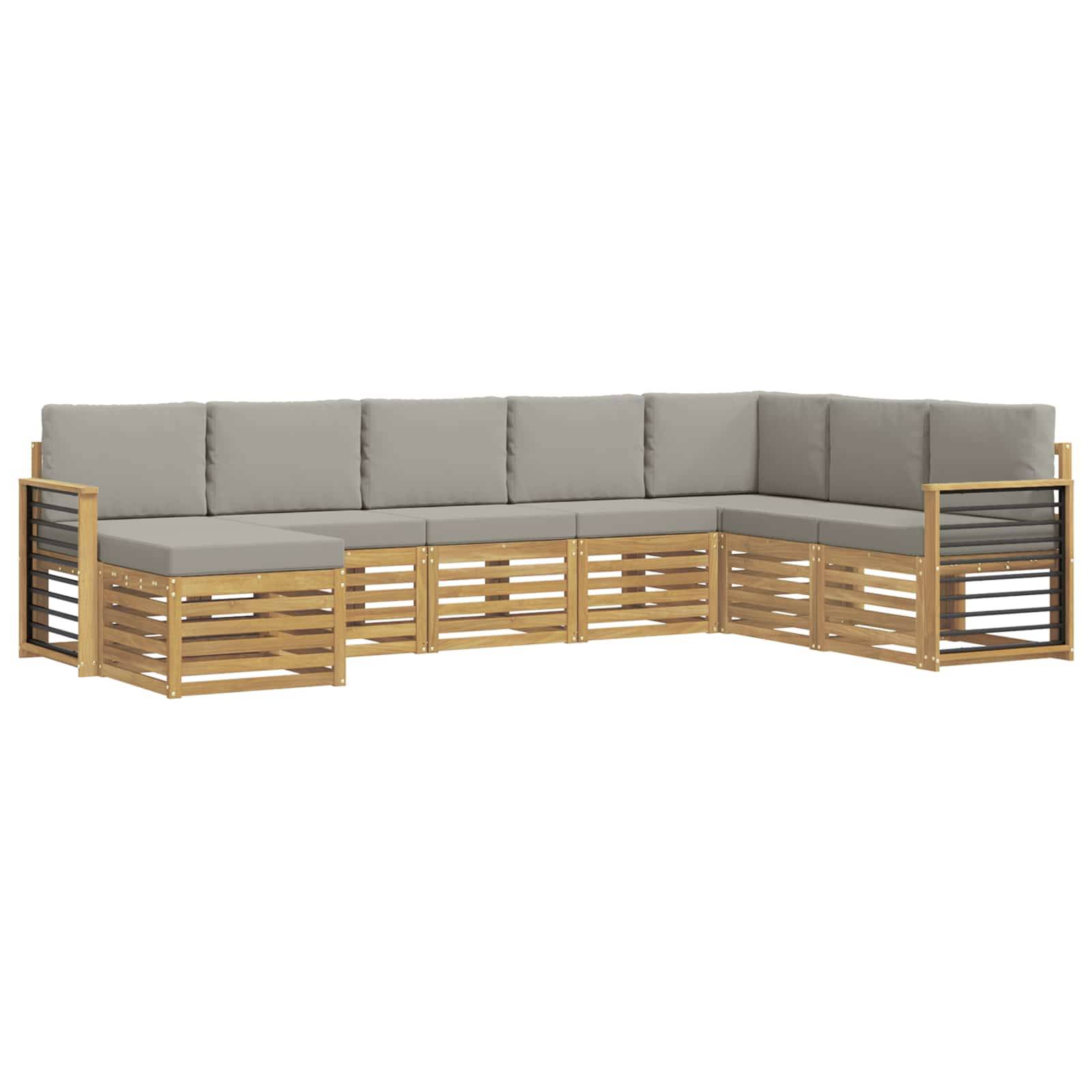 vidaXL Outdoor-Sofagarnitur 8 pcs Weiß und Hellgrau