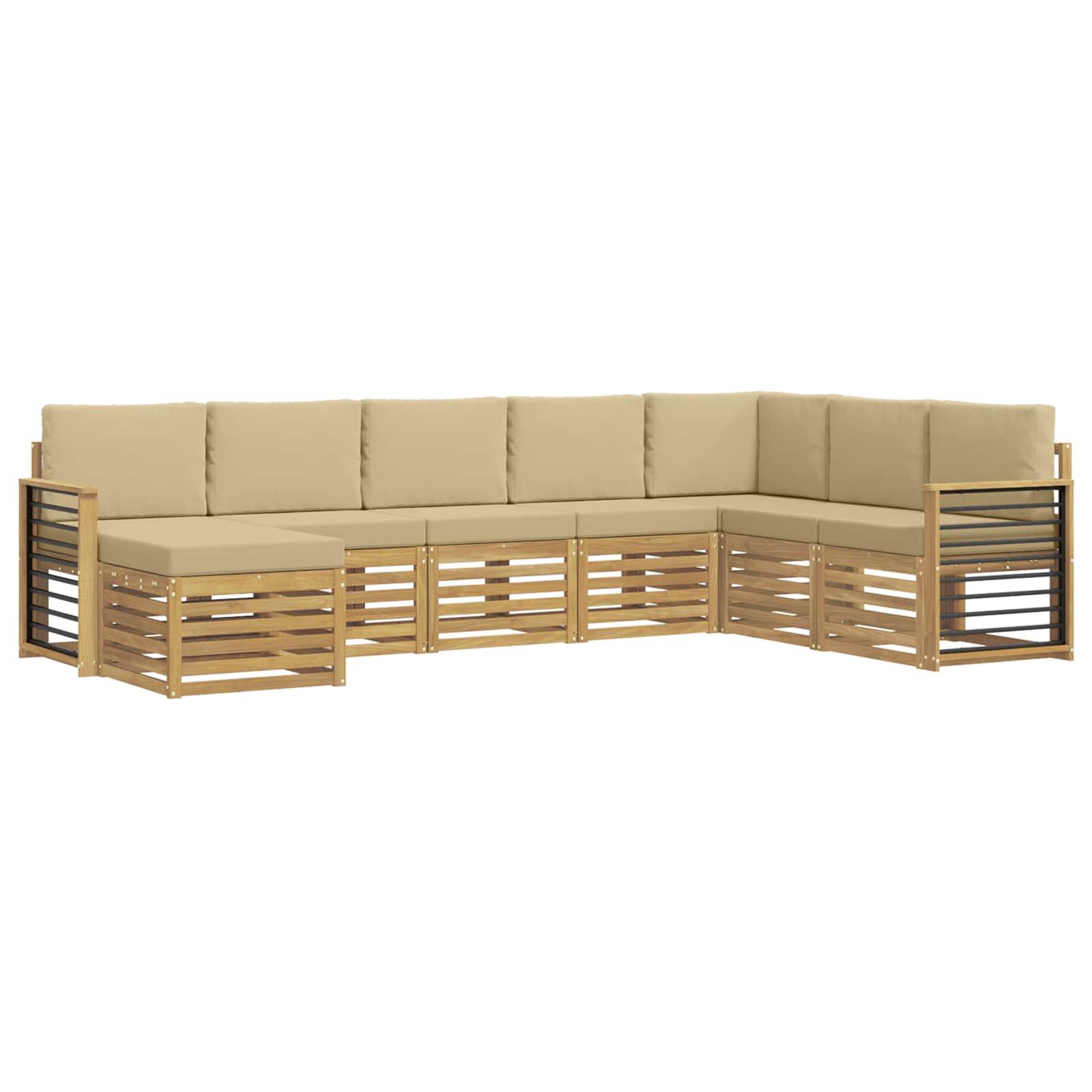 vidaXL Outdoor-Sofagarnitur 8 pcs Weiß und Beige 306 x 187,5 x 73 cm