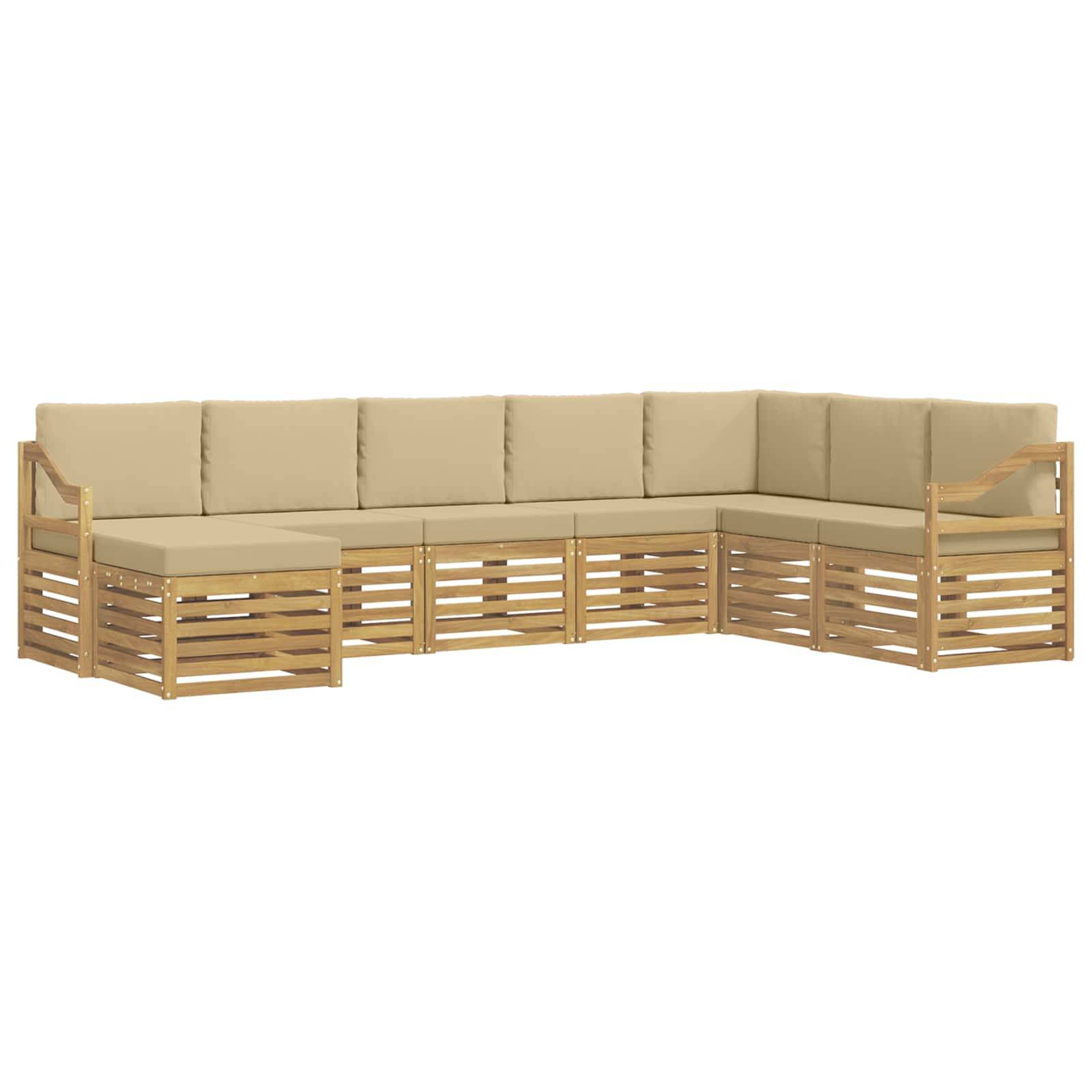 vidaXL Outdoor-Sofagarnitur 8 pcs Weiß und Beige 304 x 185,5 x 73 cm