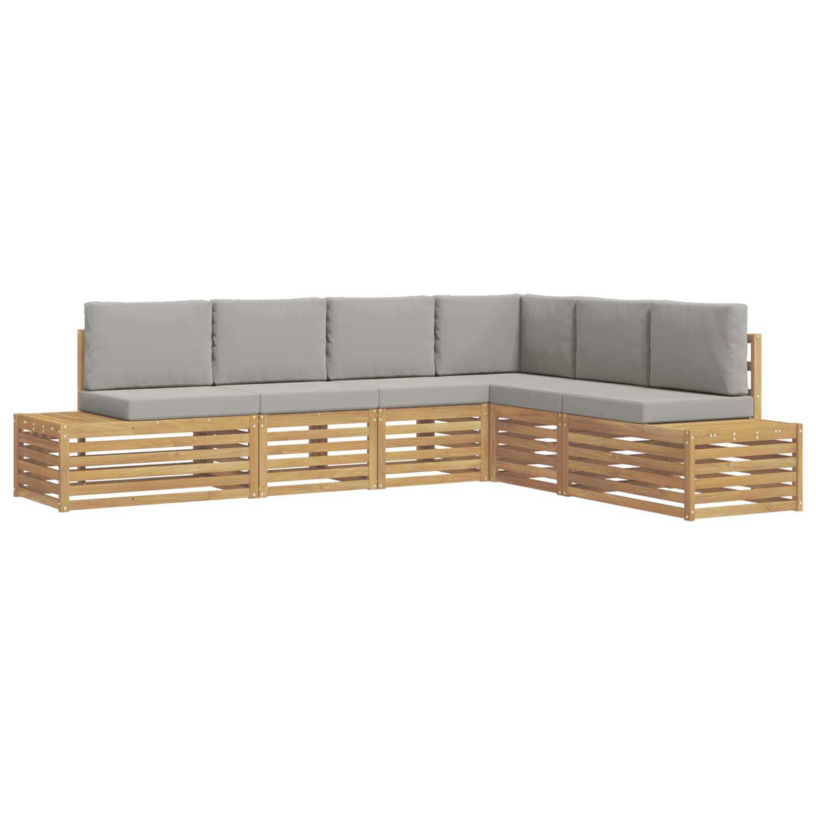 vidaXL Outdoor-Sofagarnitur mit Kissen 6 Stück Weiß und Hellgrau