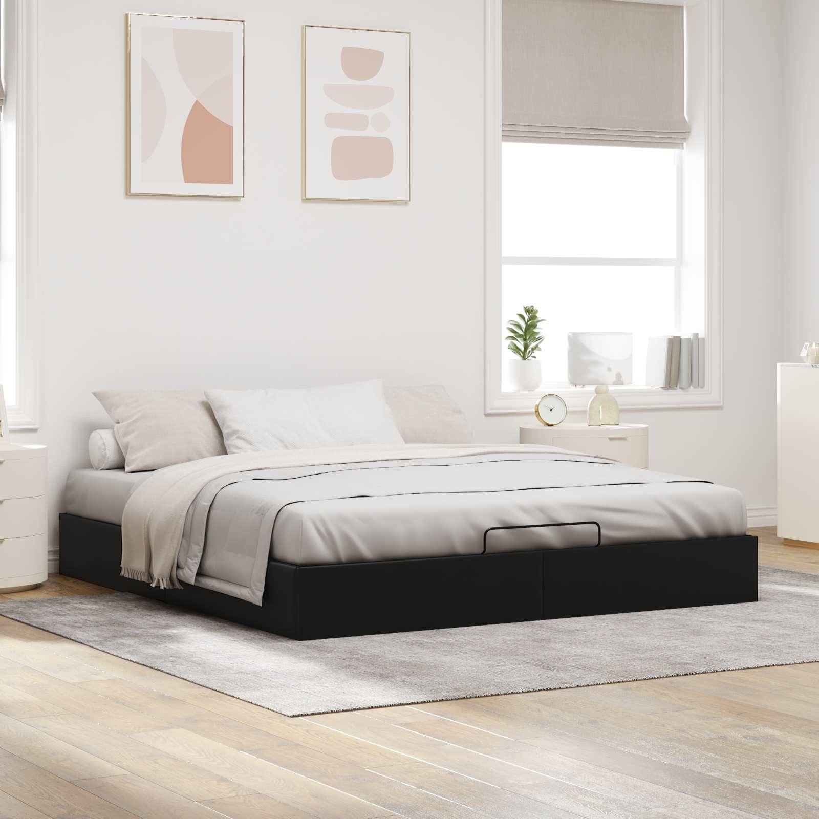 vidaXL Ottoman Bettgestell Schwarz King Size Kunstleder
