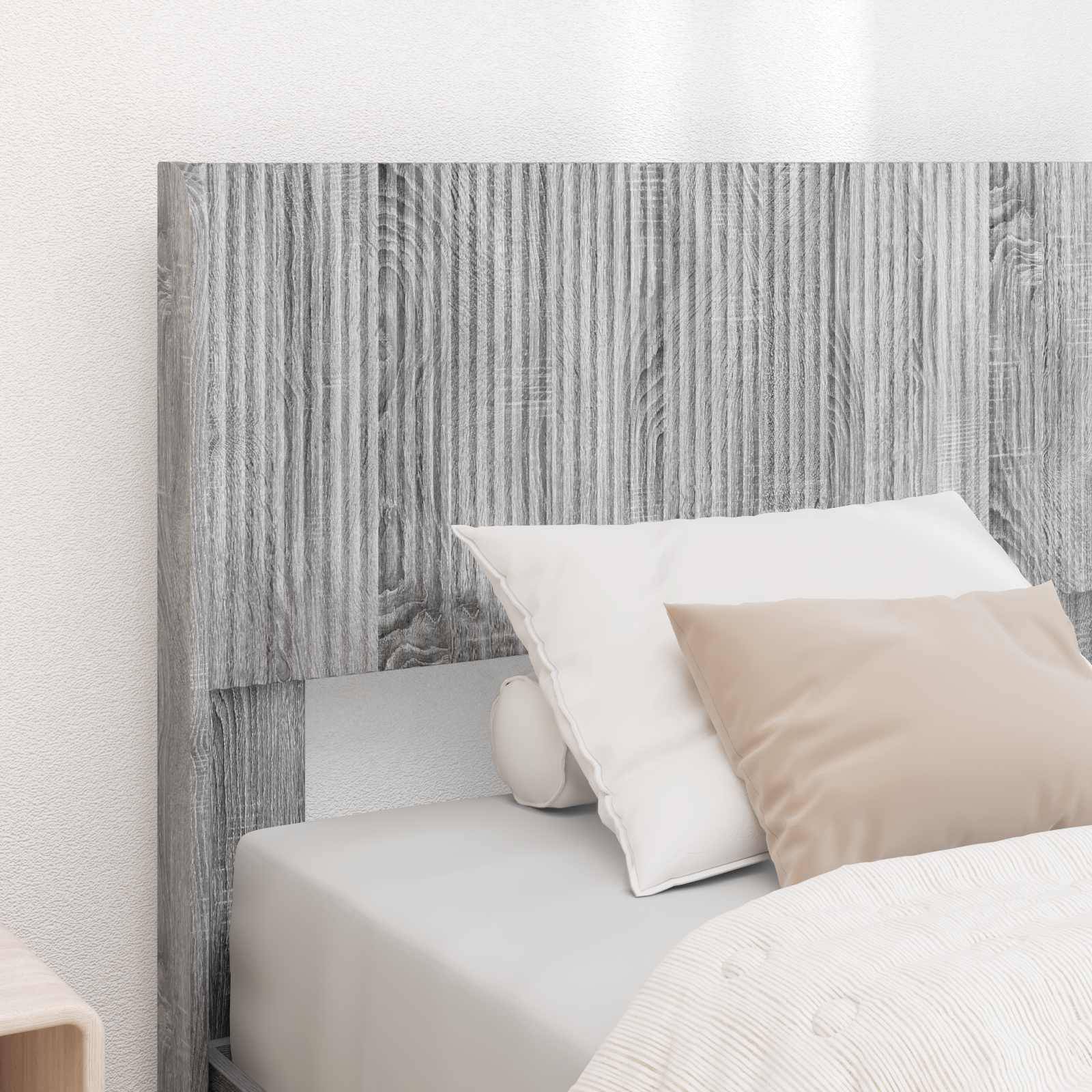vidaXL Bettgestell mit Stauraum und Kopfteil Grau Sonoma 90 x 200 cm