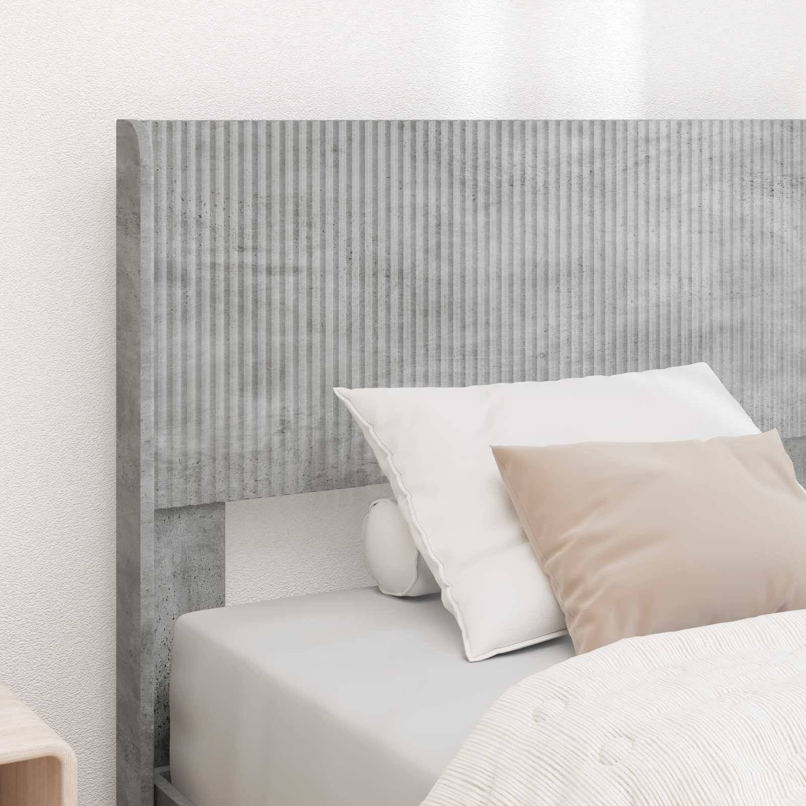 vidaXL Bettgestell mit Stauraum und Kopfteil Betongrau 90 x 200 cm
