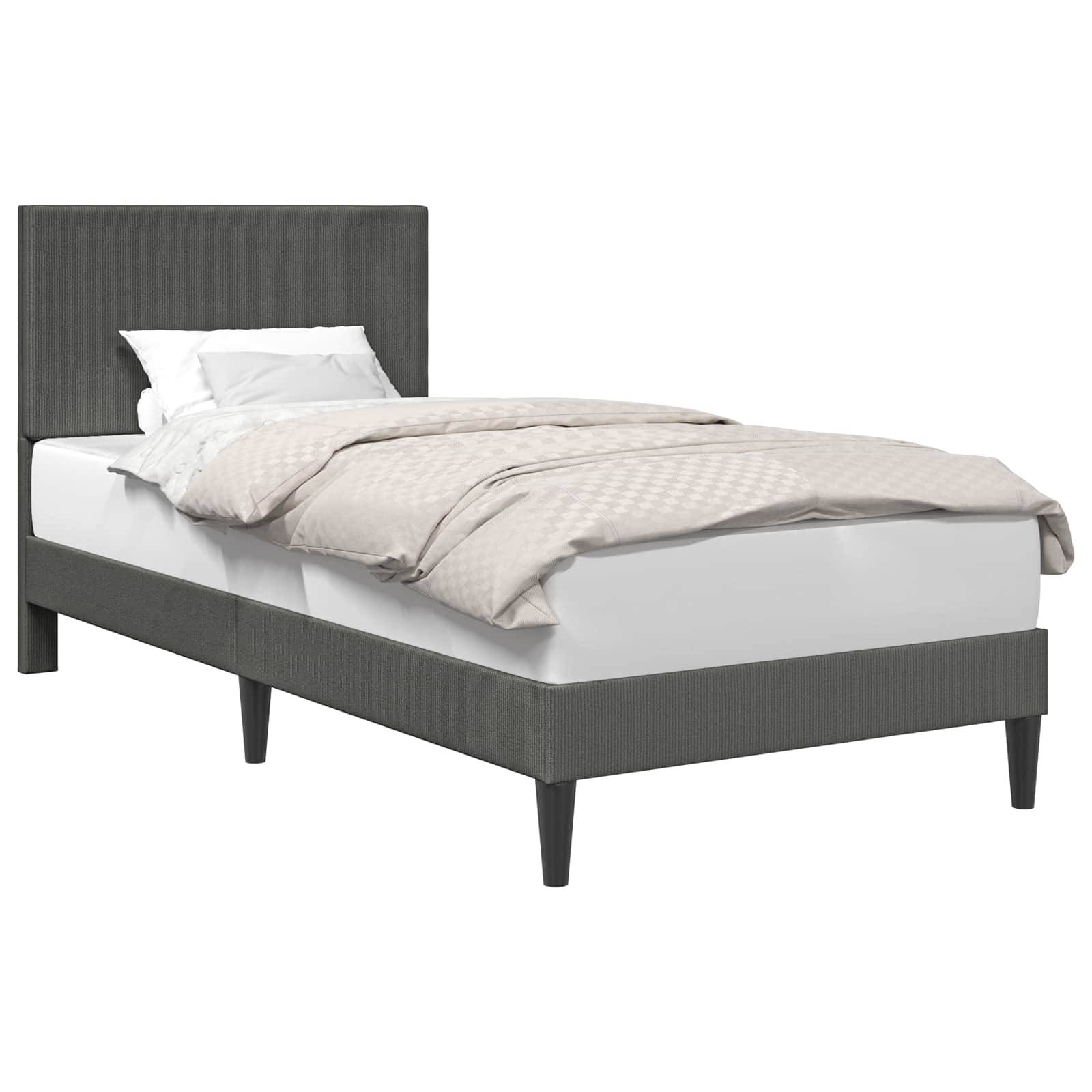 vidaXL Bettrahmen mit Kopfteil Dunkelgrau 90 x 190 cm Cordstoff