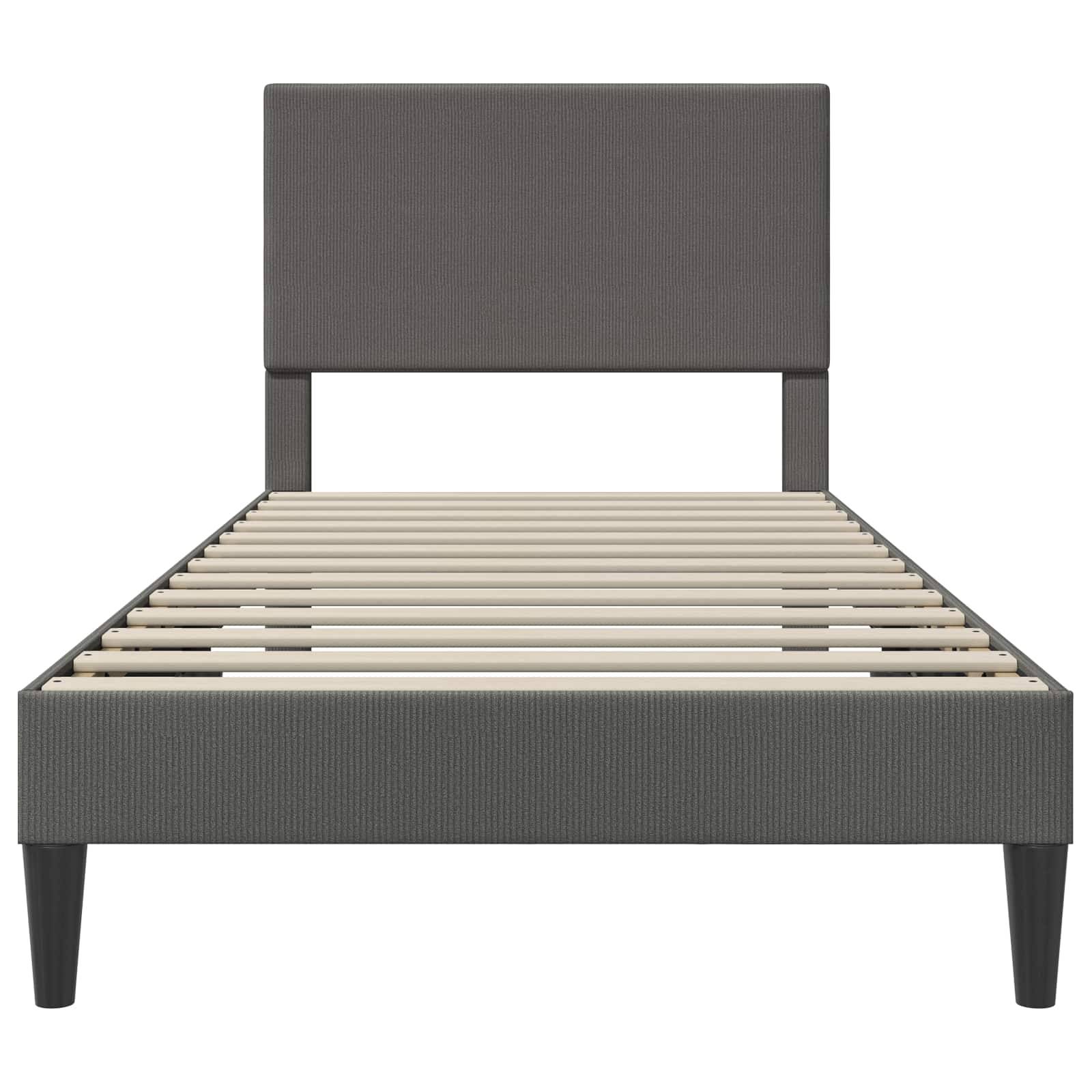 vidaXL Bettrahmen mit Kopfteil Dunkelgrau 90 x 190 cm Cordstoff