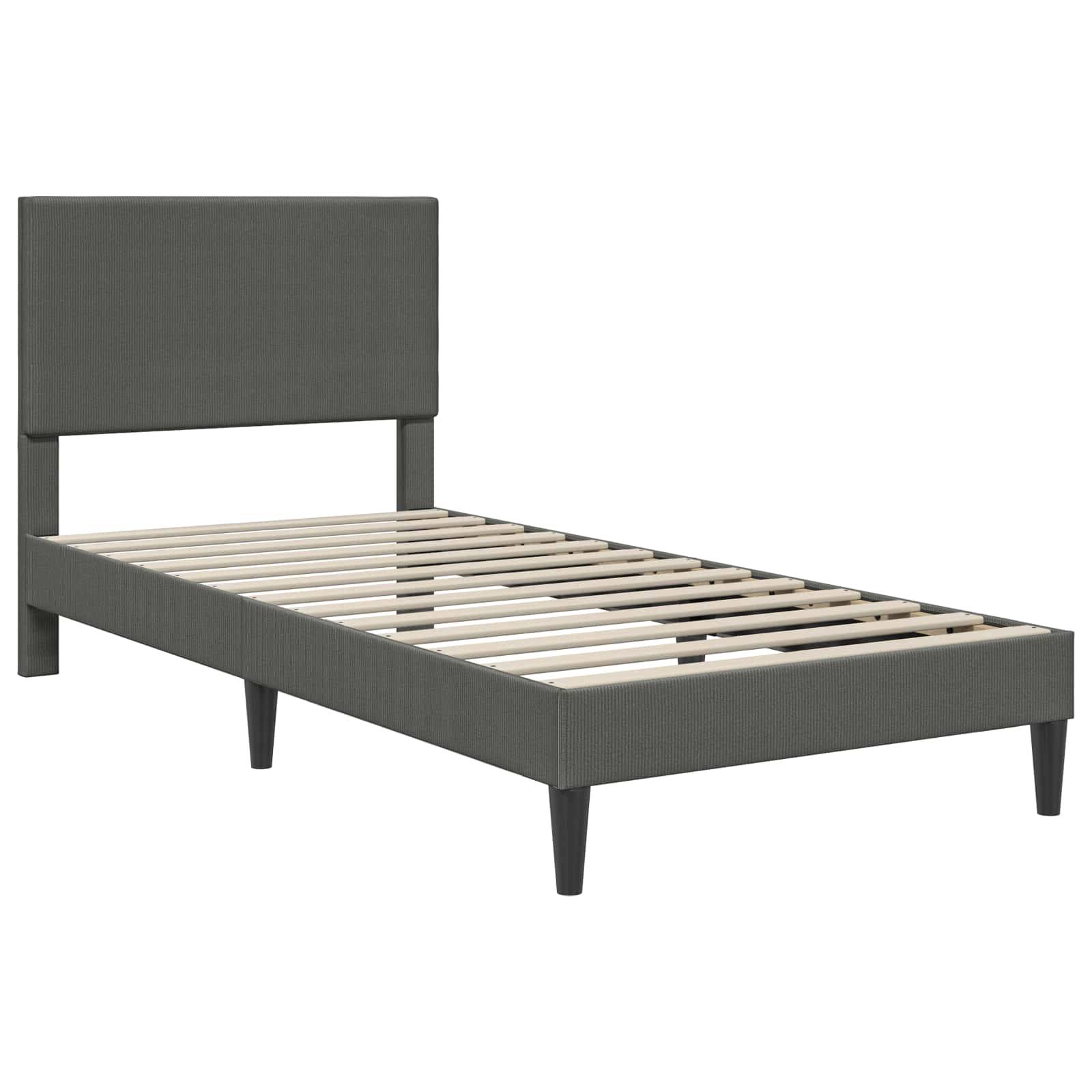 vidaXL Bettrahmen mit Kopfteil Dunkelgrau 100 x 200 cm Cordstoff