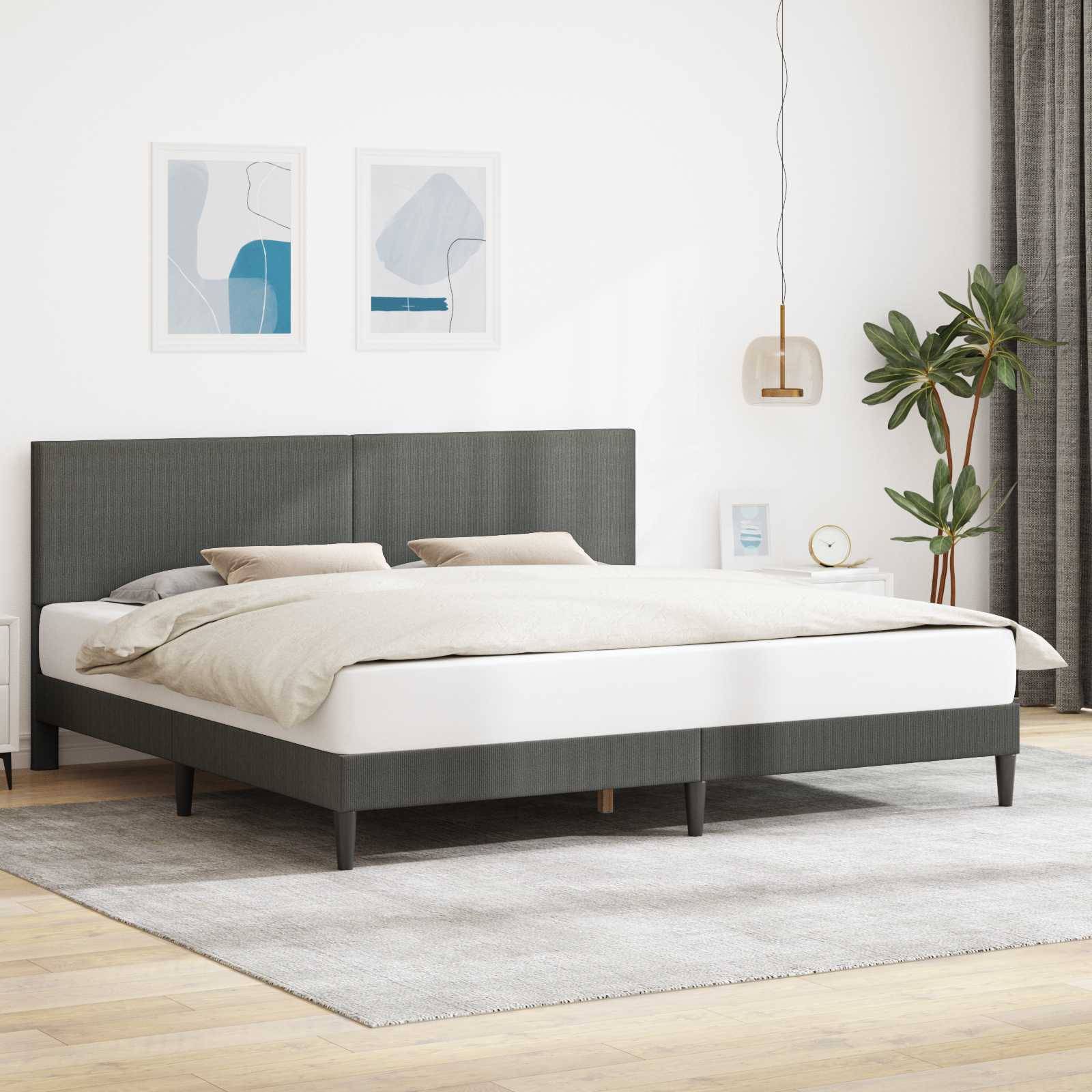 vidaXL Bettrahmen mit Kopfteil Dunkelgrau 200 x 200 cm Cordstoff