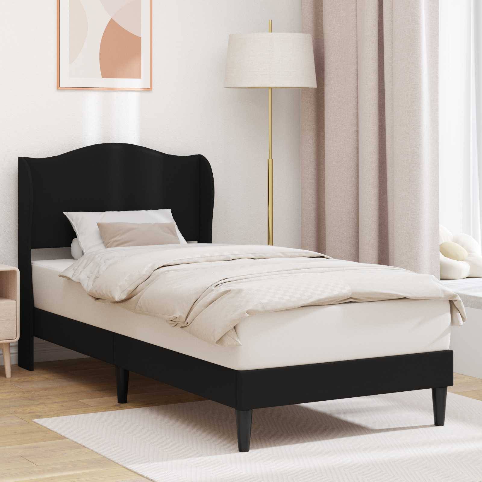 vidaXL Bettrahmen mit Kopfteil Schwarz 90 x 200 cm Kunstleder