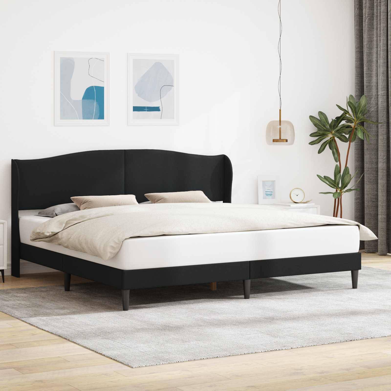 vidaXL Bettrahmen mit Kopfteil Schwarz 180 x 200 cm Kunstleder